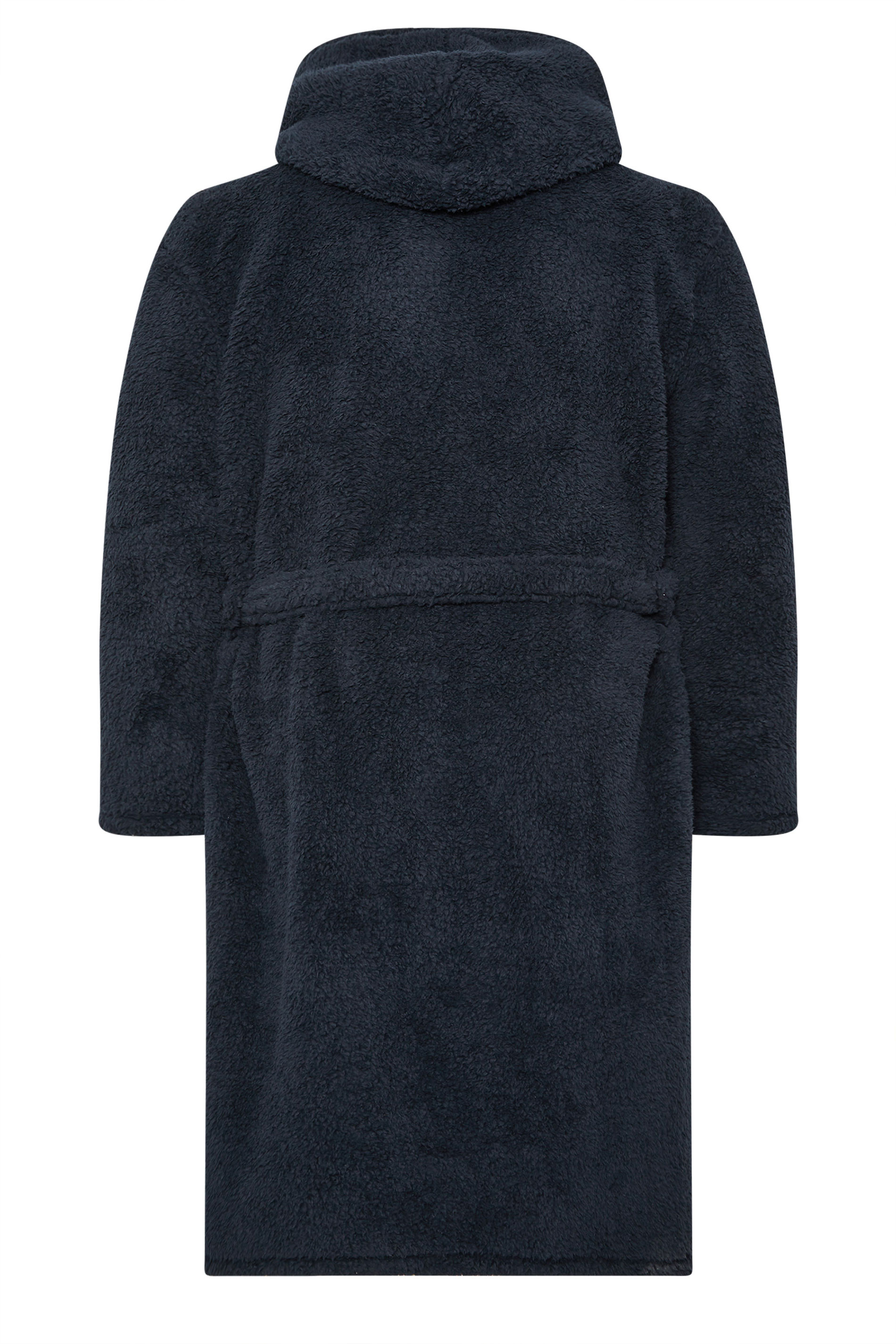 BadRhino Big & Tall Navy Blue Super Soft Borg Dressing Gown | BadRhino 7