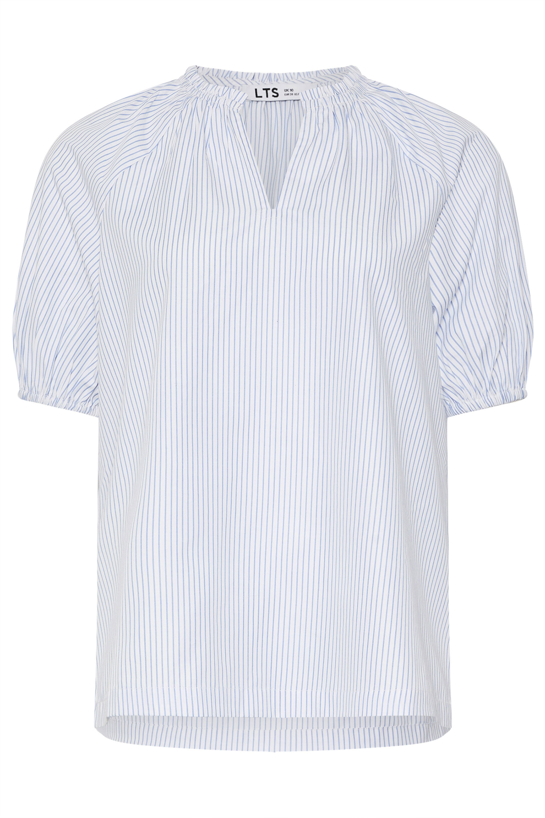 LTS Tall Light Blue Striped Puff Sleeve Blouse | Long Tall Sally 7