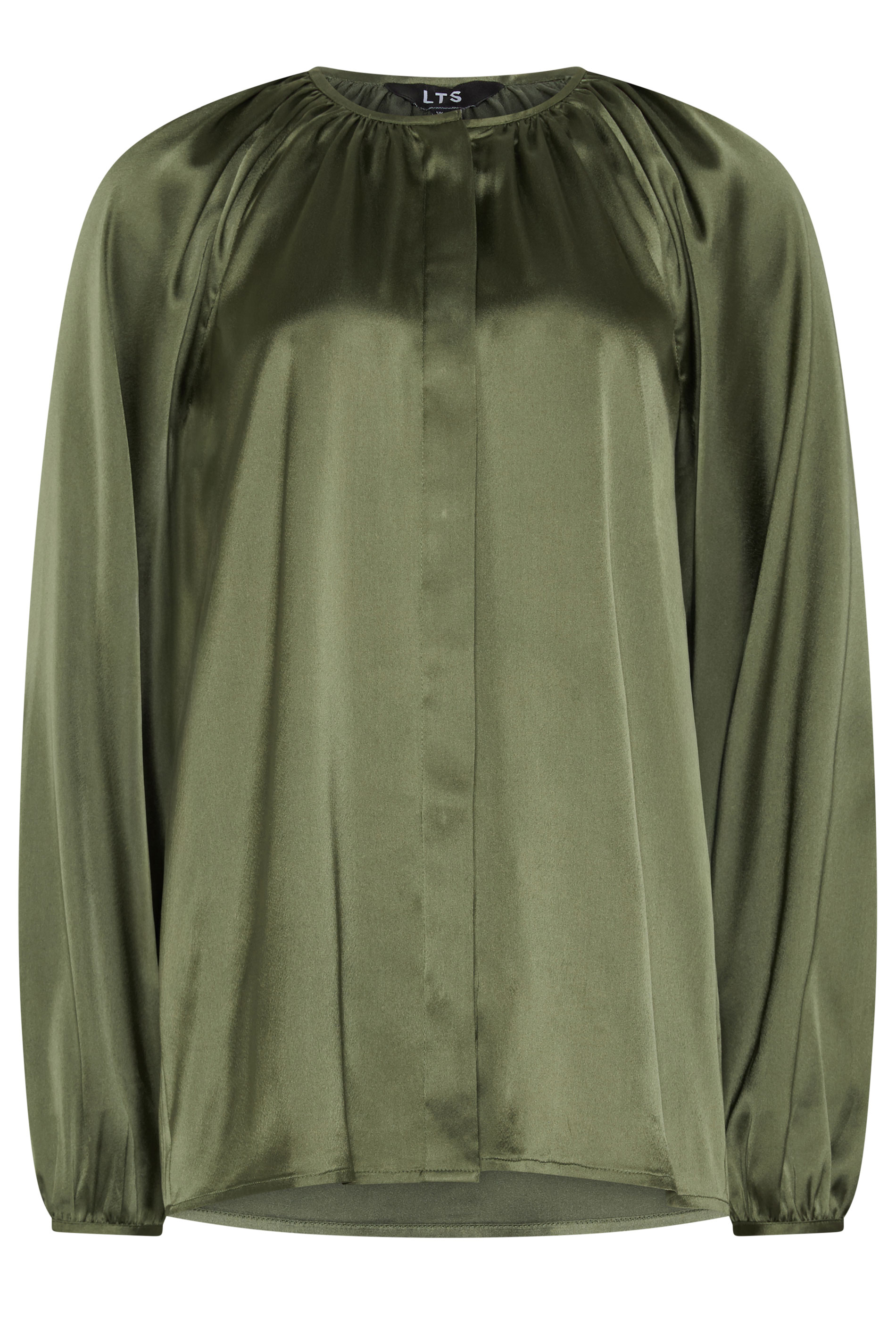 LTS Tall Women's Khaki Green Satin Button Top | Long Tall Sally 6