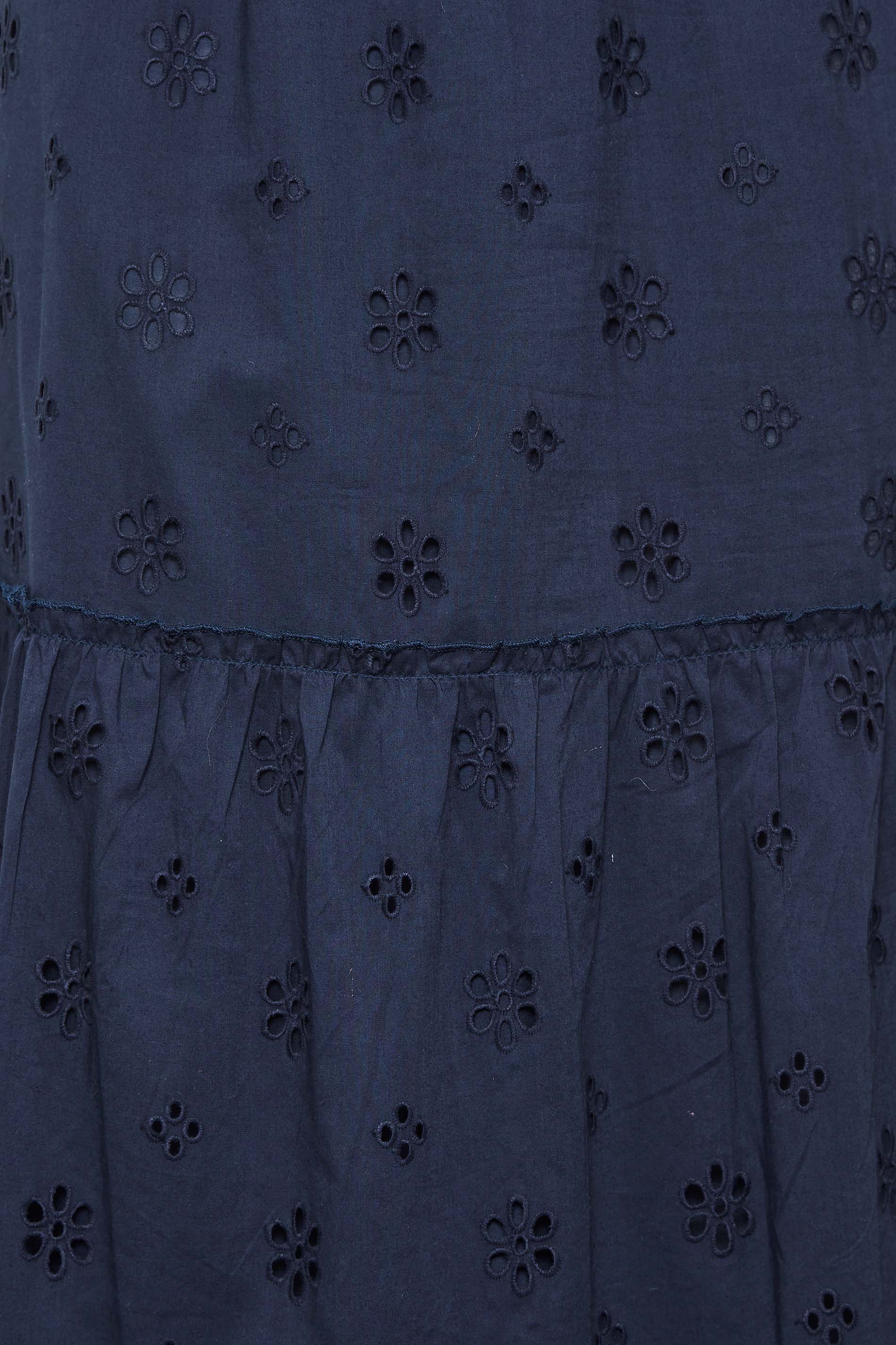 LTS Tall Women's Navy Blue Broderie Anglaise Tiered Maxi Skirt | Long Tall Sally 3