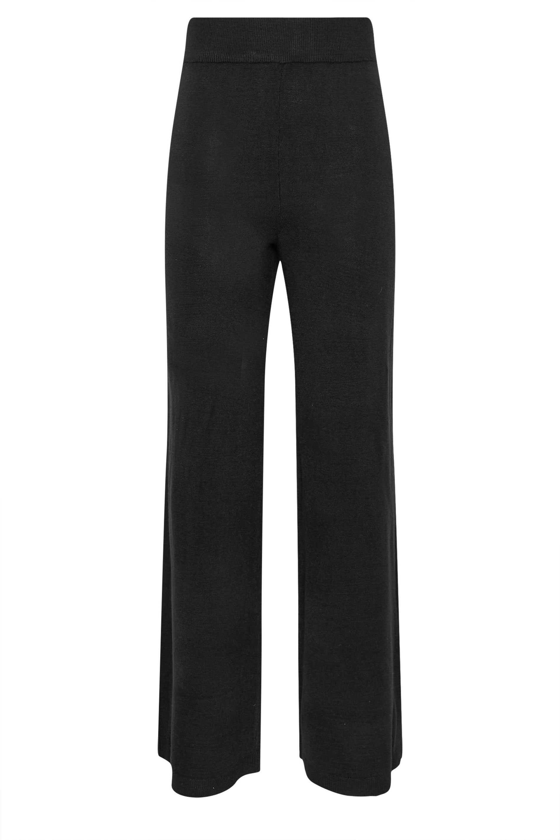 LTS Tall Black Knitted Wide Leg Trousers | Long Tall Sally 5