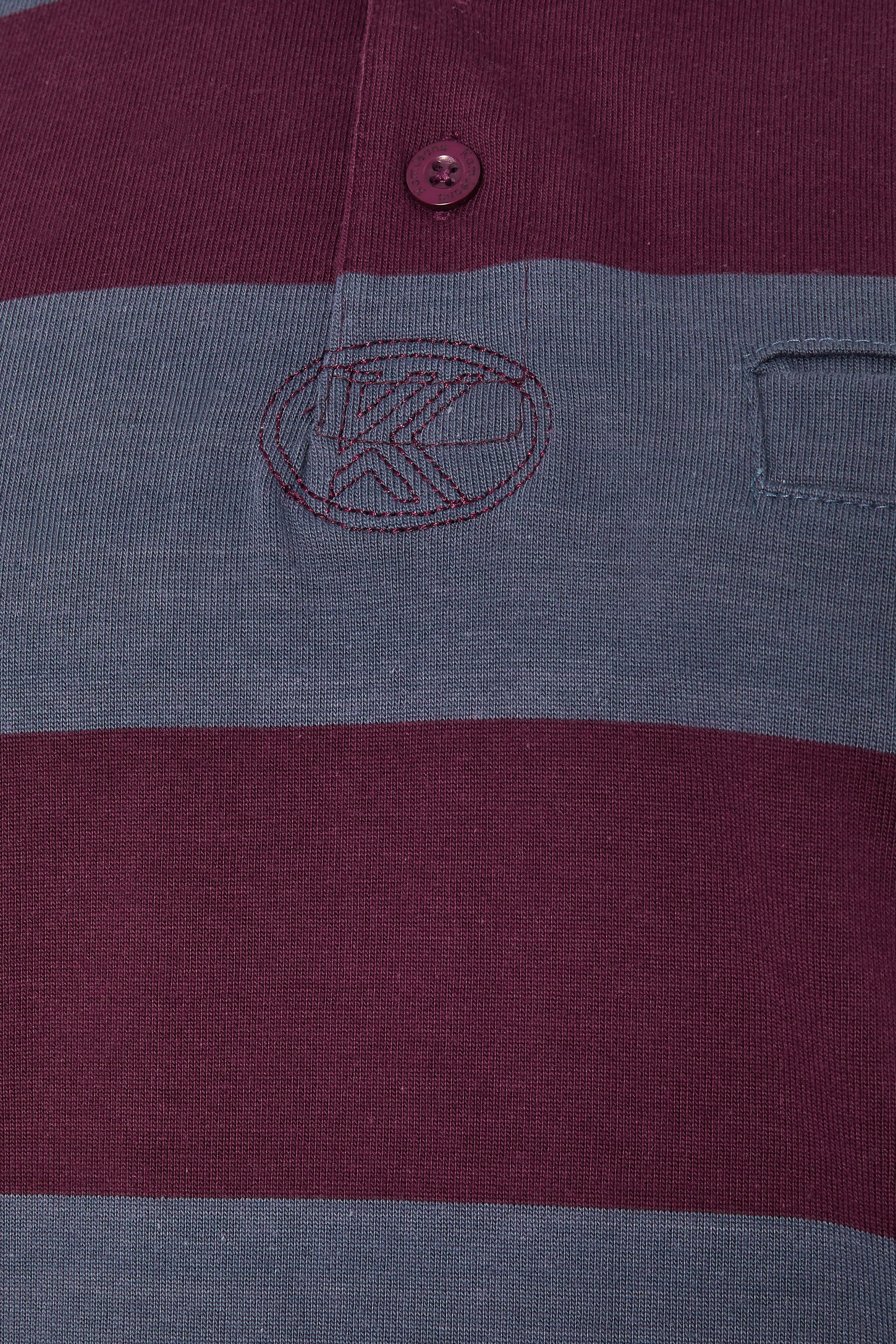 KAM Indigo Blue Striped Short Sleeve Rugby Polo Shirt | BadRhino 5