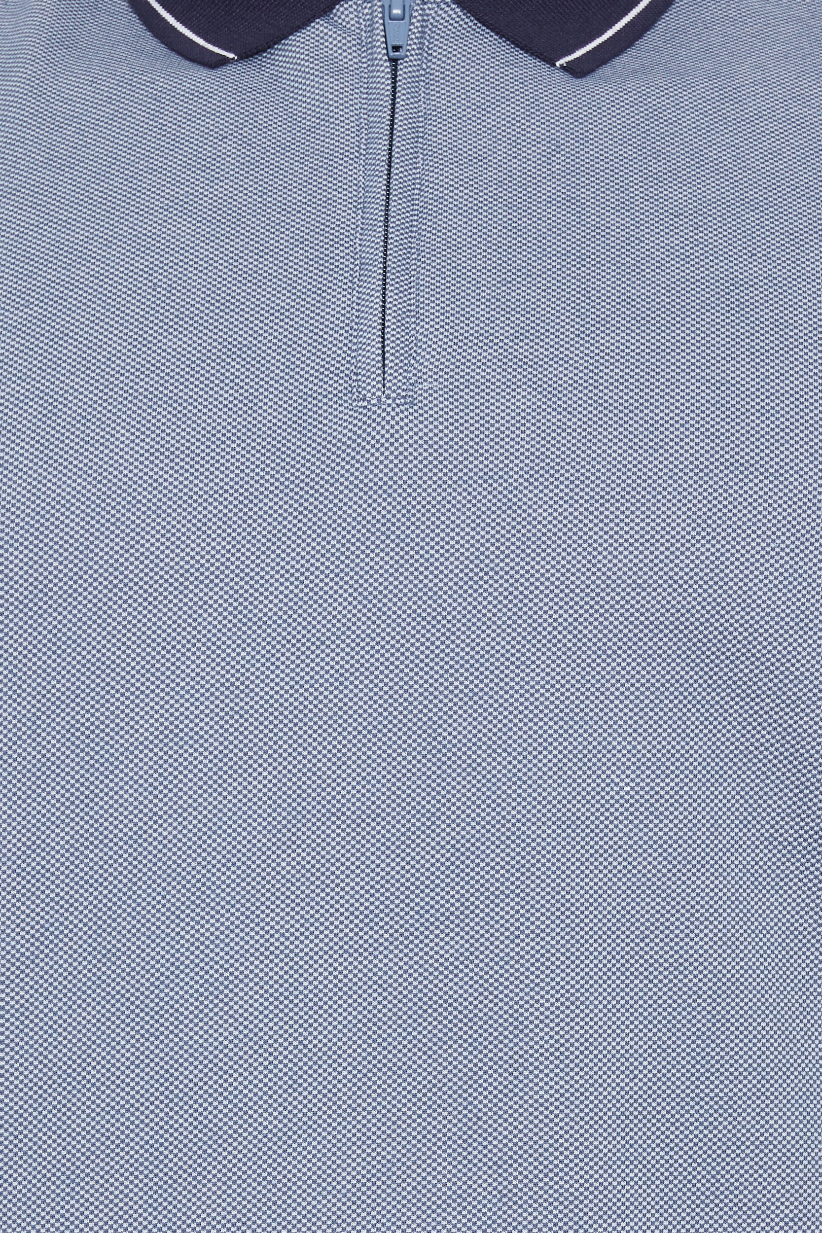 BadRhino Big & Tall Blue Textured Zip Neck Polo Shirt | BadRhino 4