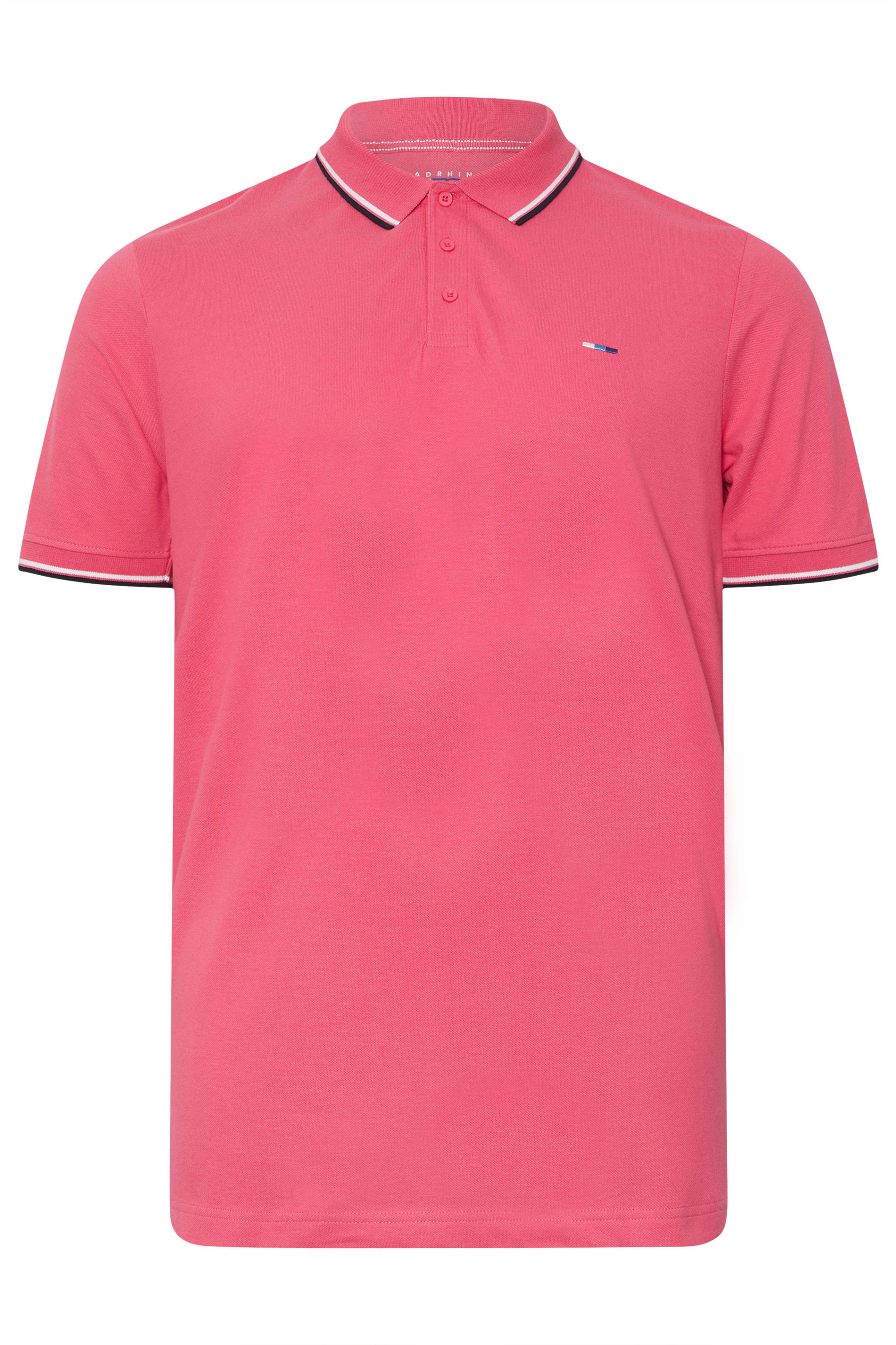 BadRhino Big & Tall 2 PACK Pink & Marina Blue Tipped Polo Shirts | BadRhino 11