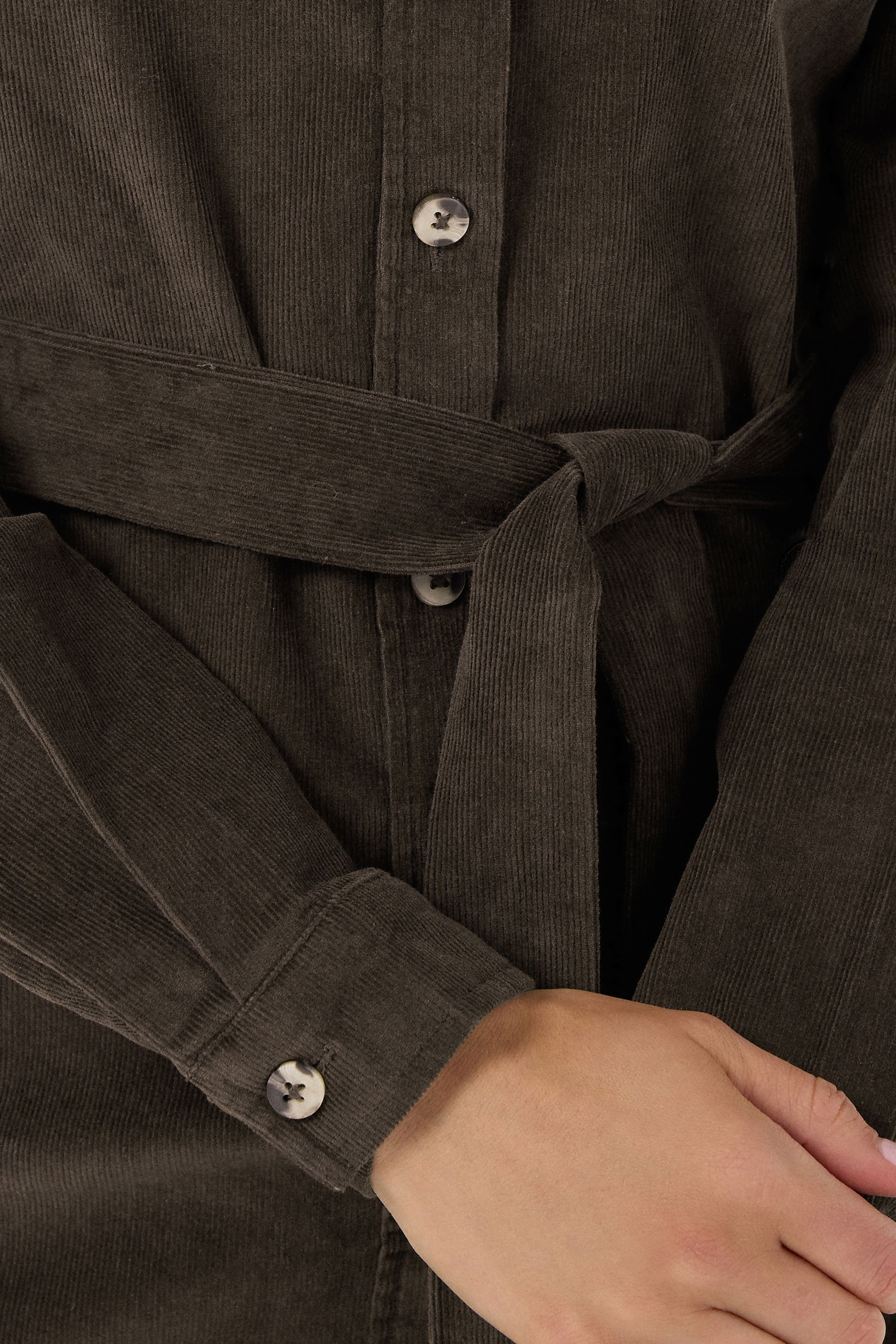 LTS Tall Chocolate Brown Cord Shirt Dress | Long Tall Sally 5
