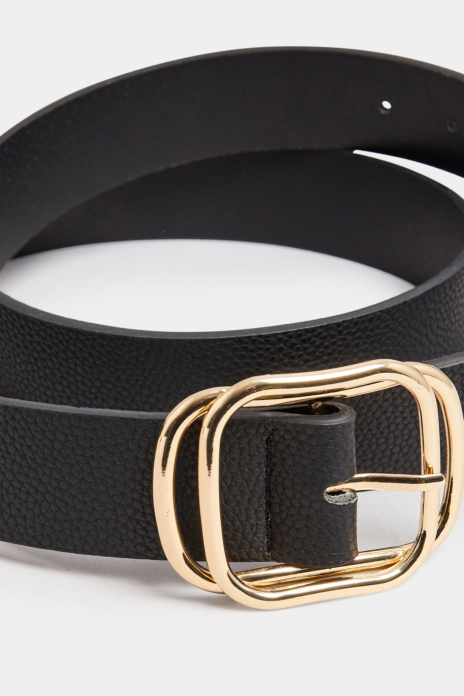 Black & Gold Double Buckle Belt | Yours Clothing 3