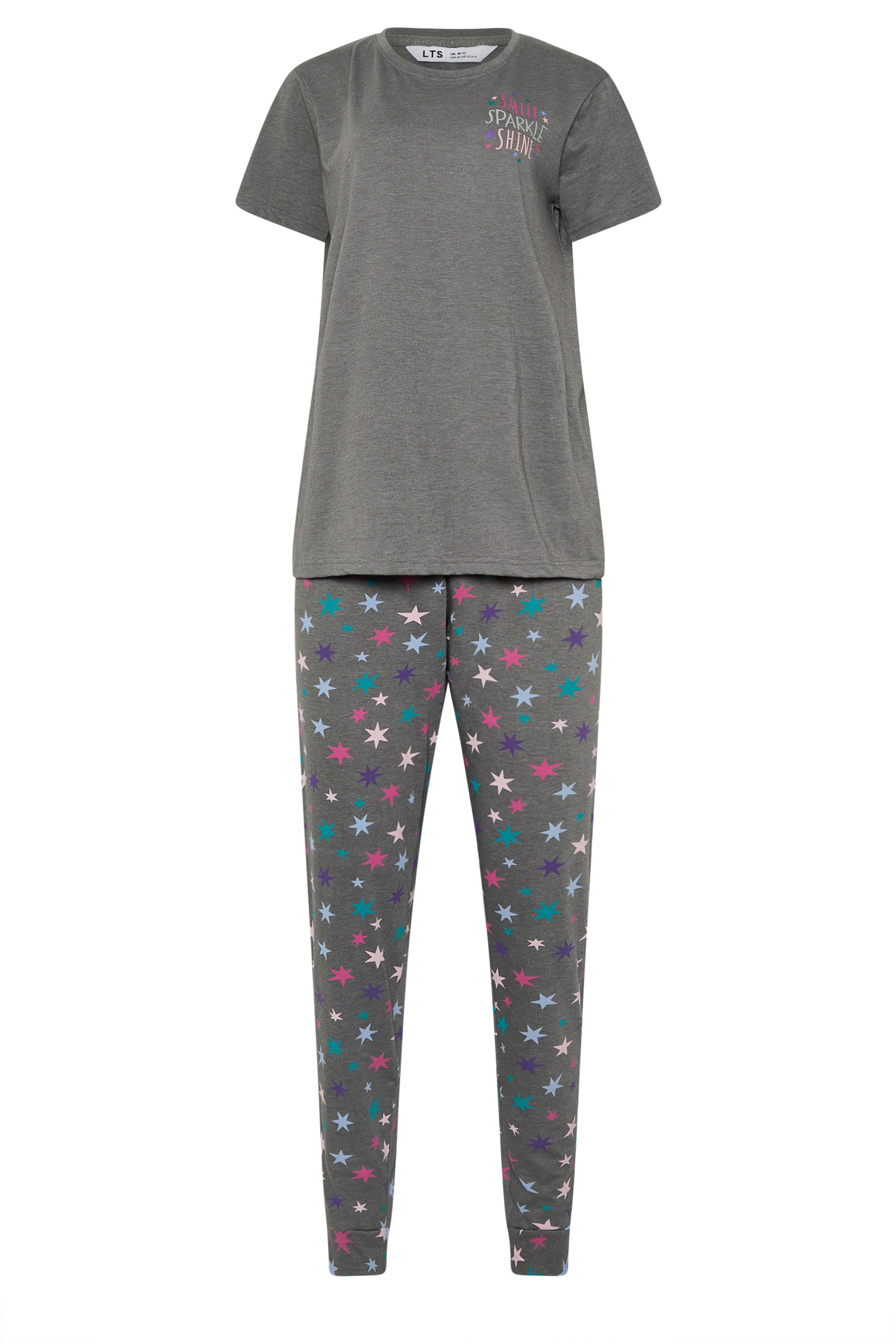 LTS Tall Grey Star Graphic Cuffed Pyjama Set | Long Tall Sally 5