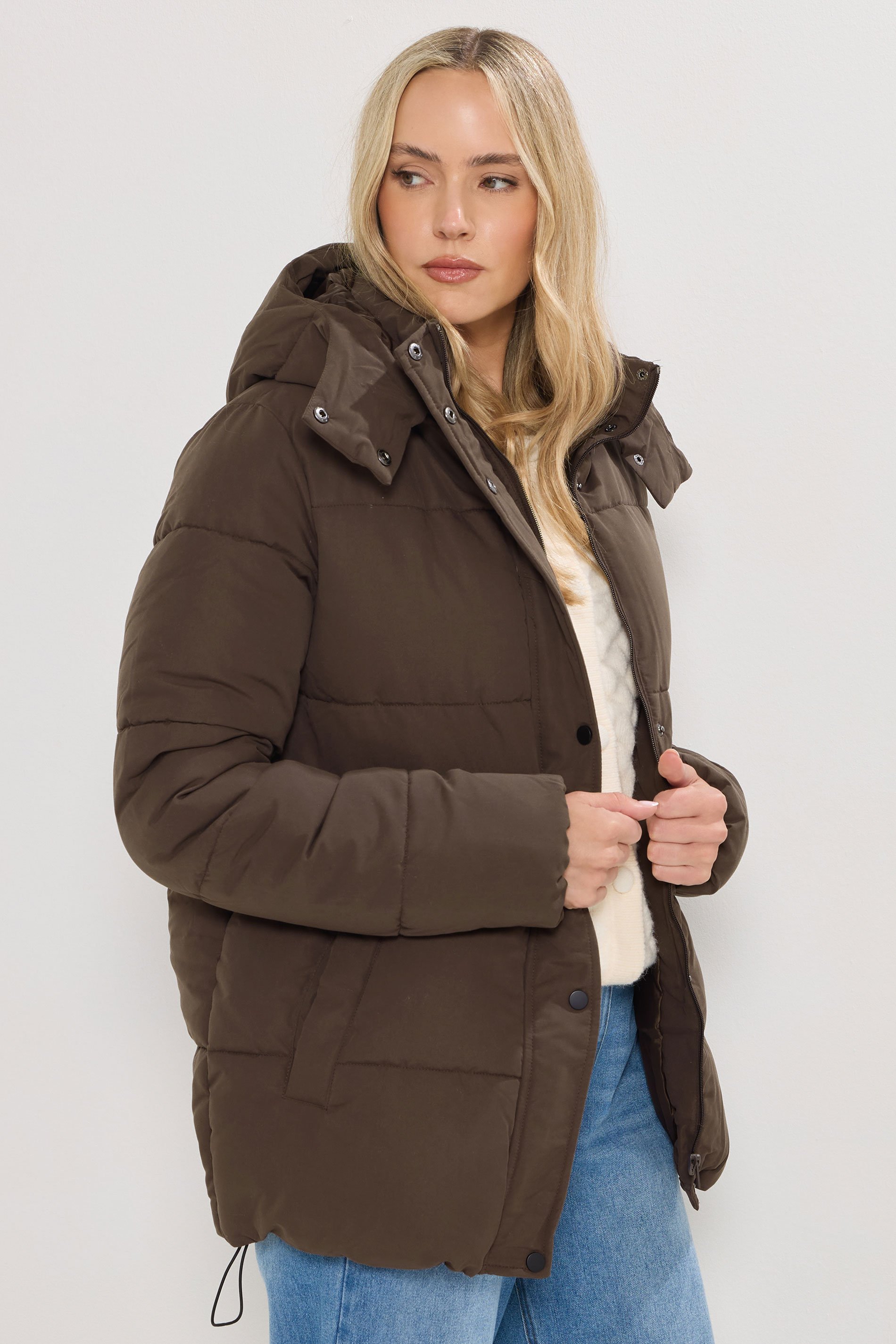 LTS Tall Chocolate Brown Padded Coat | Long Tall Sally 1
