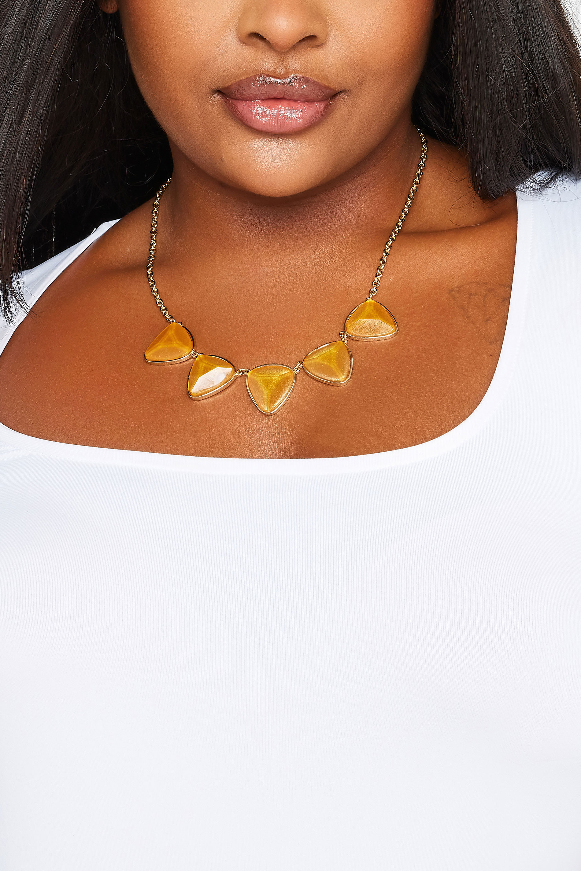 Gold Tone Statement Gemstone Necklace 1