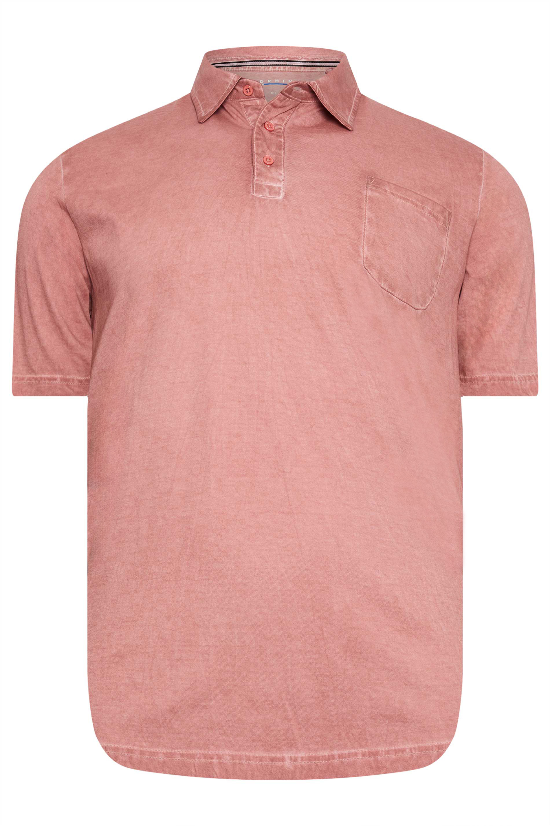 BadRhino Big & Tall Coral Orange Washed Polo Shirt | BadRhino 4