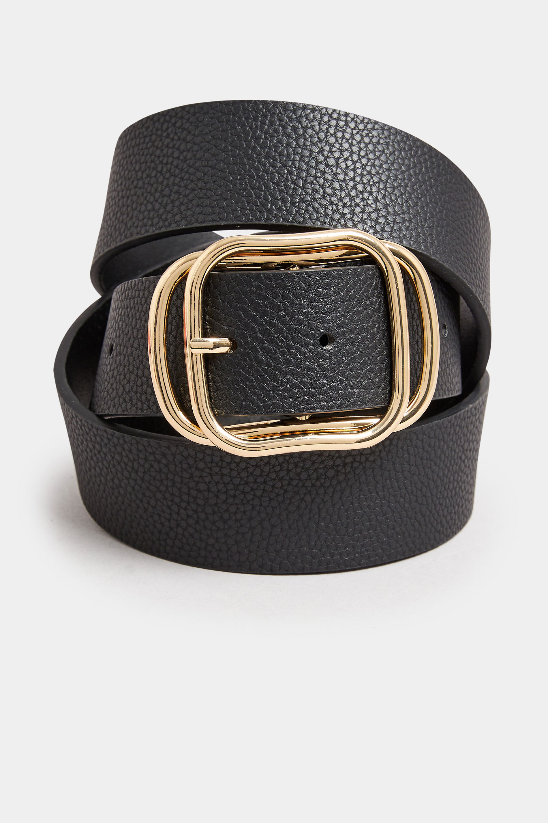 Black & Gold Double Buckle Belt | Yours Clothing 2