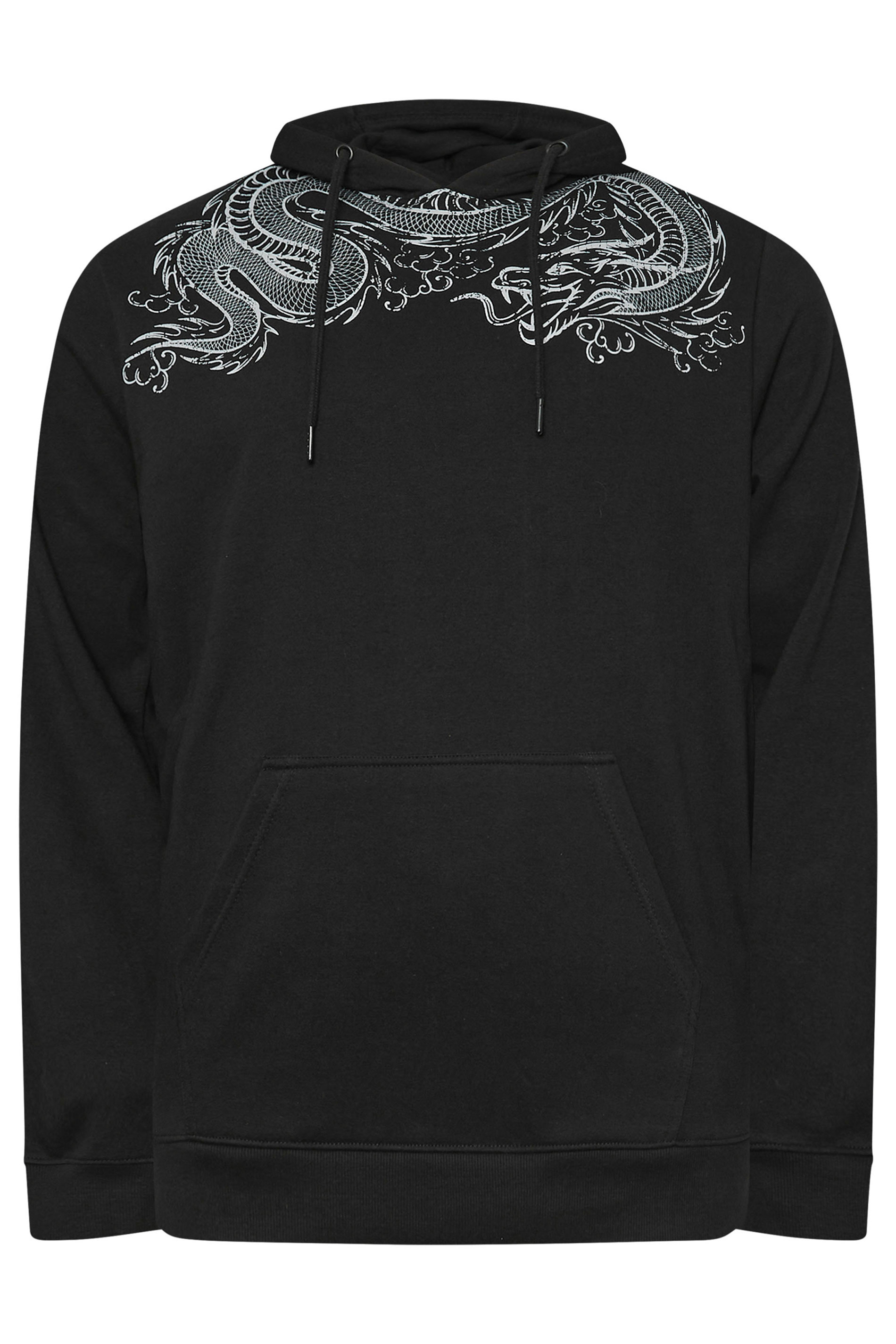 BadRhino Big & Tall Black Dragon Print Hoodie | BadRhino 4