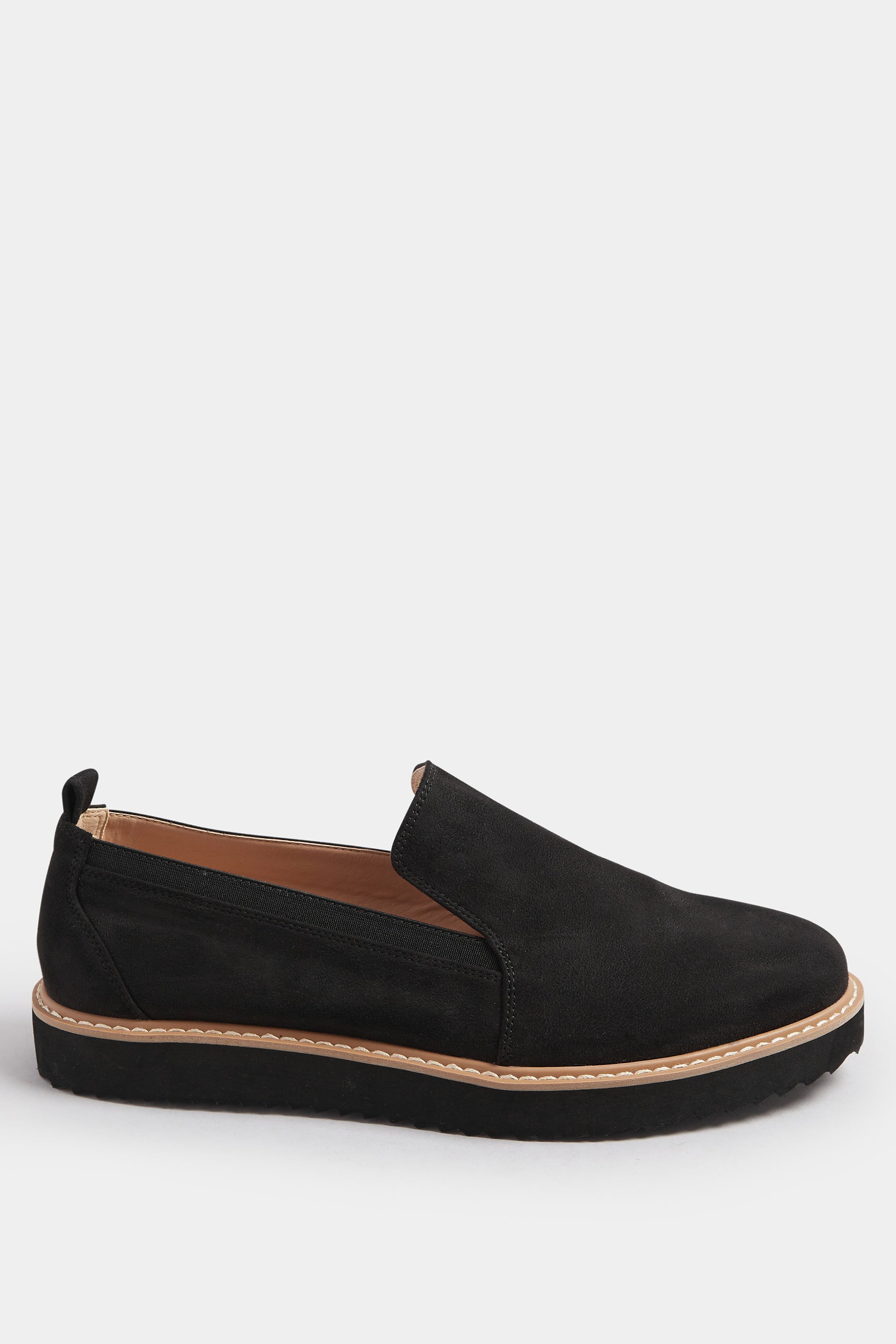 LTS Black Faux Suede Slip-On Loafers In Standard Fit | Long Tall Sally 3