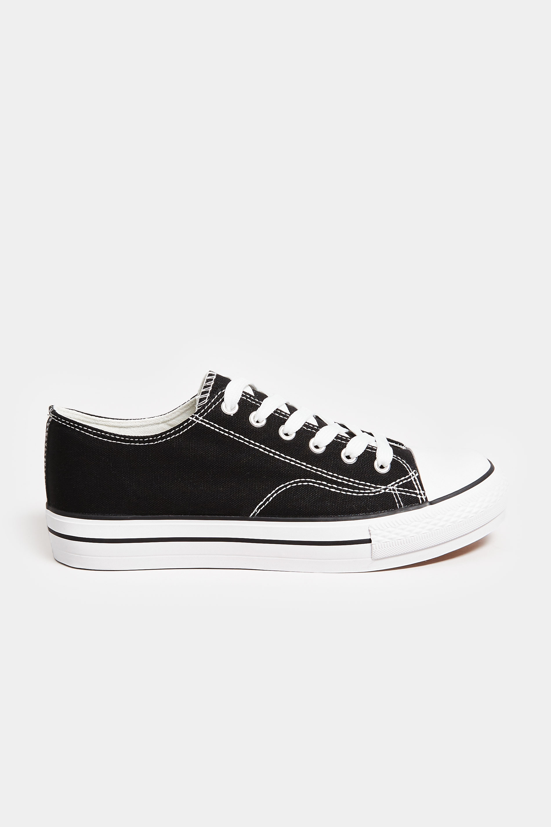 LTS Black Platform Canvas Trainers In Standard Fit | Long Tall Sally  3