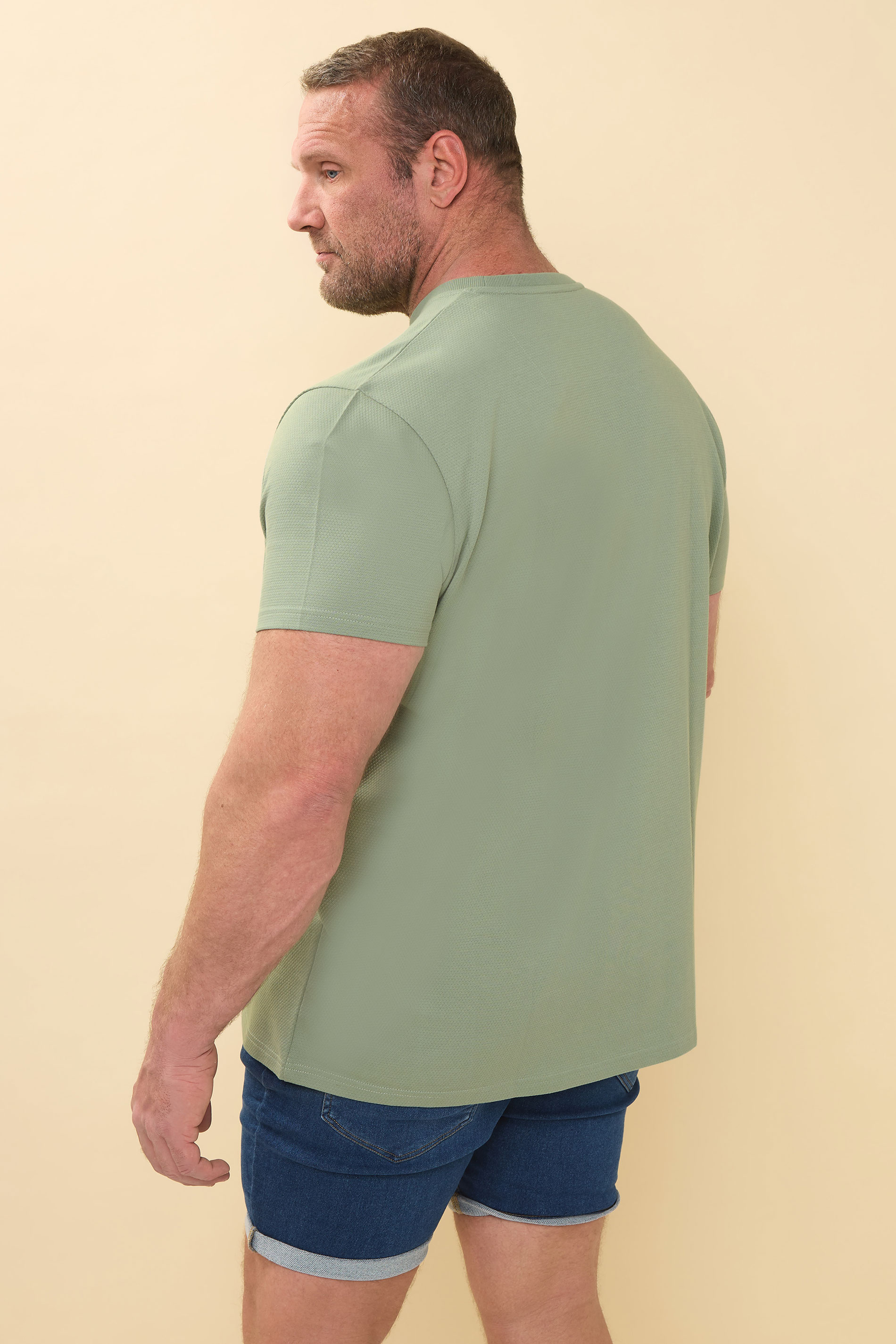 BadRhino Big & Tall Sage Green Textured T-Shirt | BadRhino 3