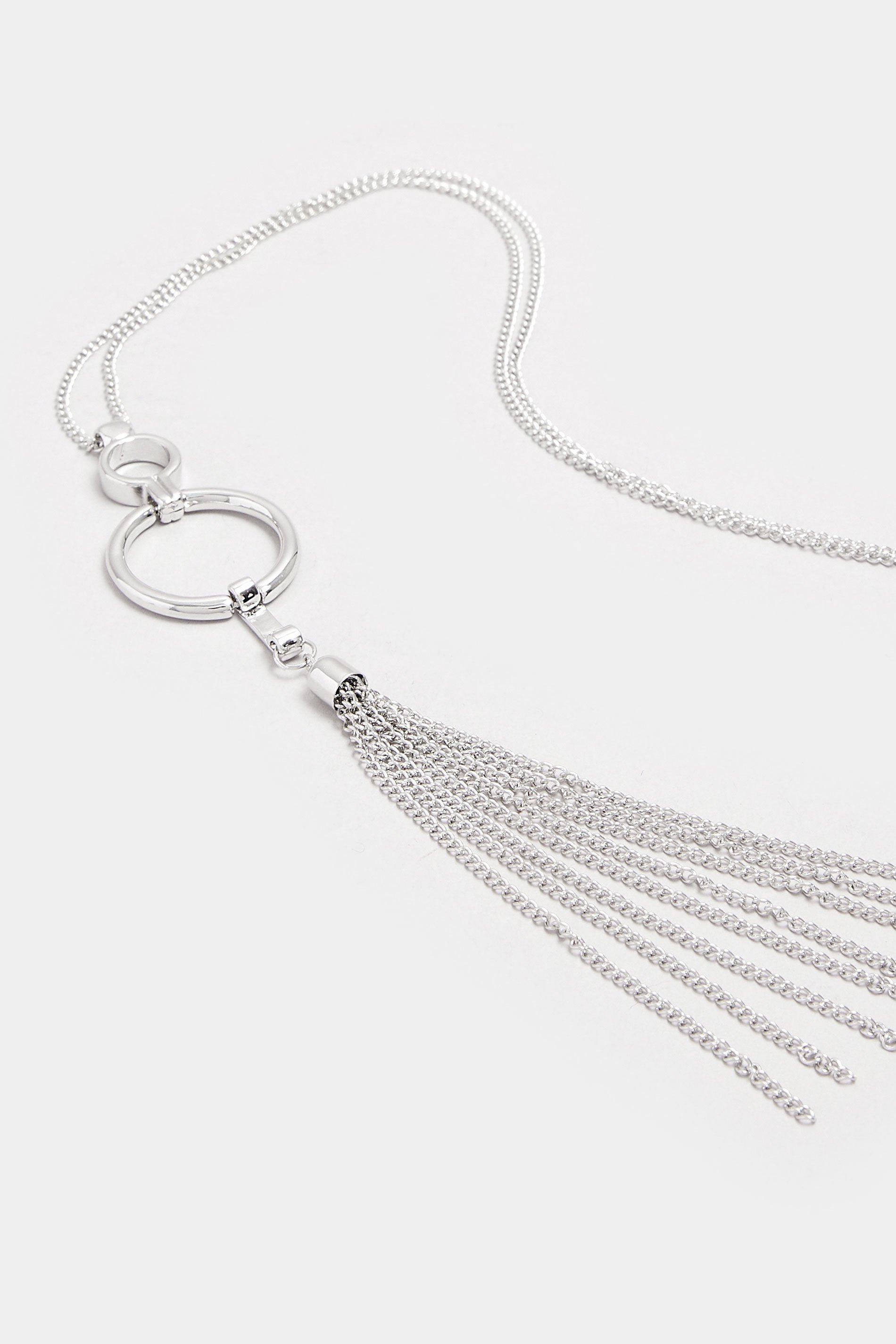 Silver Tone Long Tassel Necklace | Yours Clothing 3