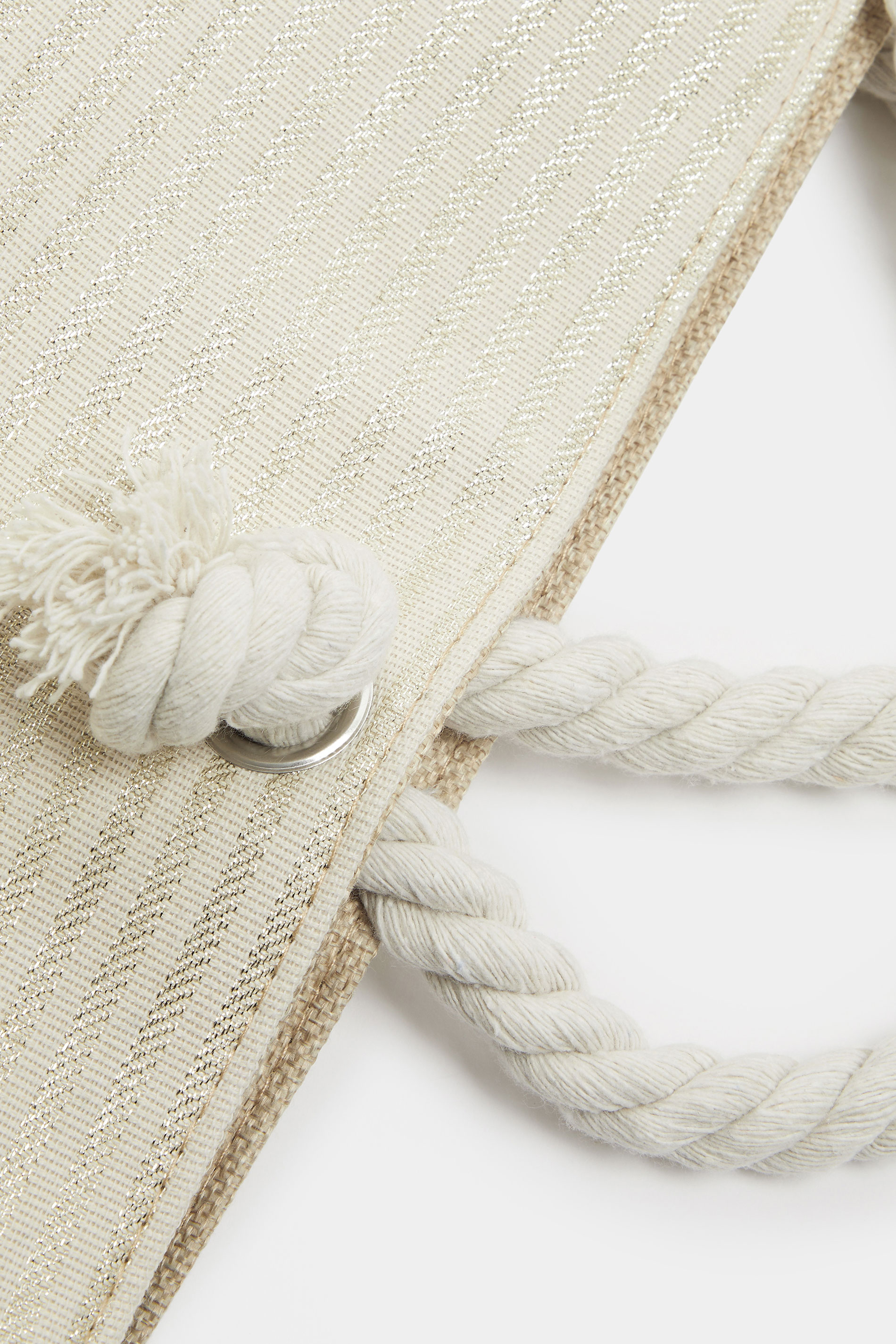 Brown & Gold Striped Rope Tote Bag | Yours Clothing 4