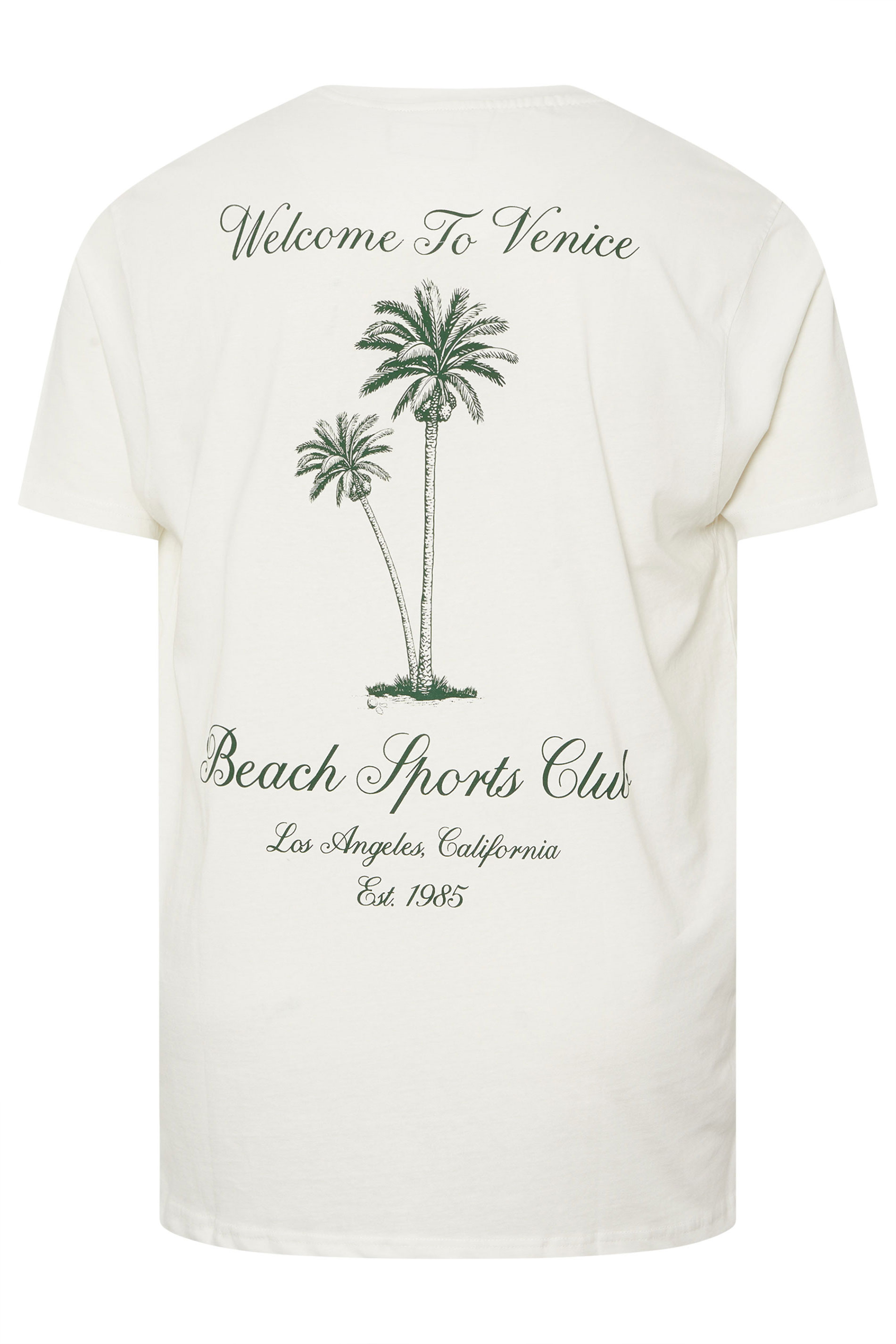 KAM Big & Tall White 'Venice Beach' Reverse Print T-Shirt | BadRhino 5