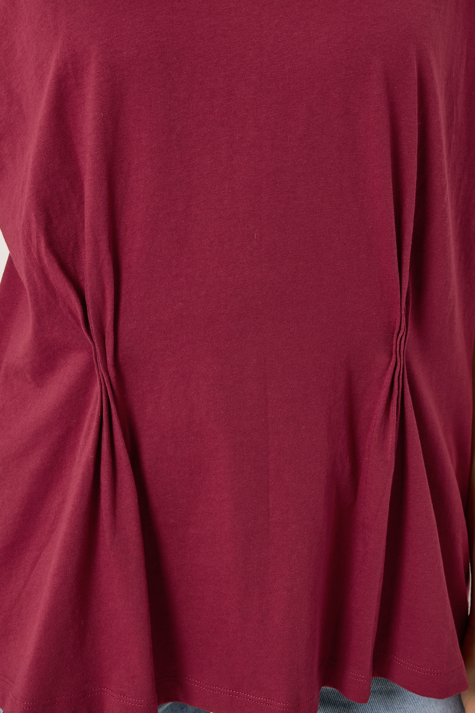 LTS Tall Women's Burgundy Red Pleat Front Cotton T-Shirt | Long Tall Sally 5