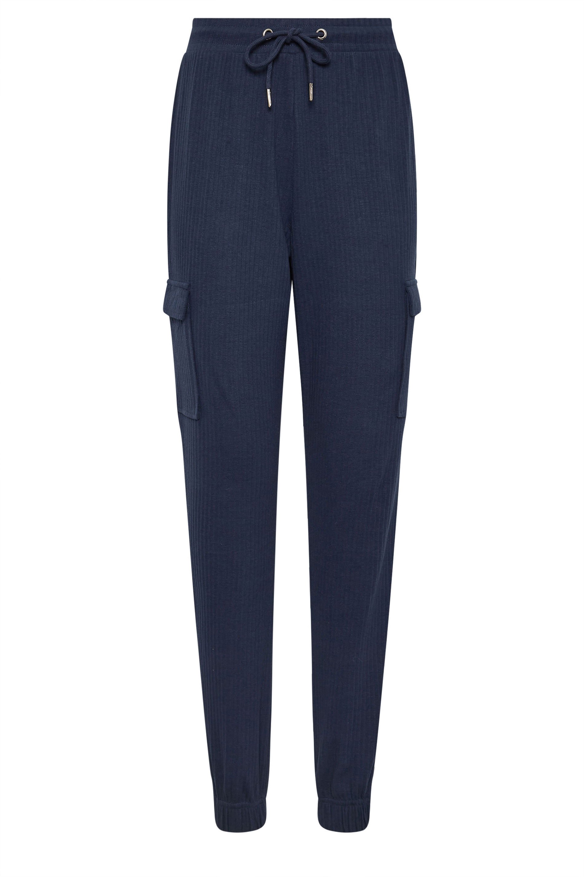 LTS Tall Women's Navy Blue Ribbed Cargo Joggers | Long Tall Sally 5