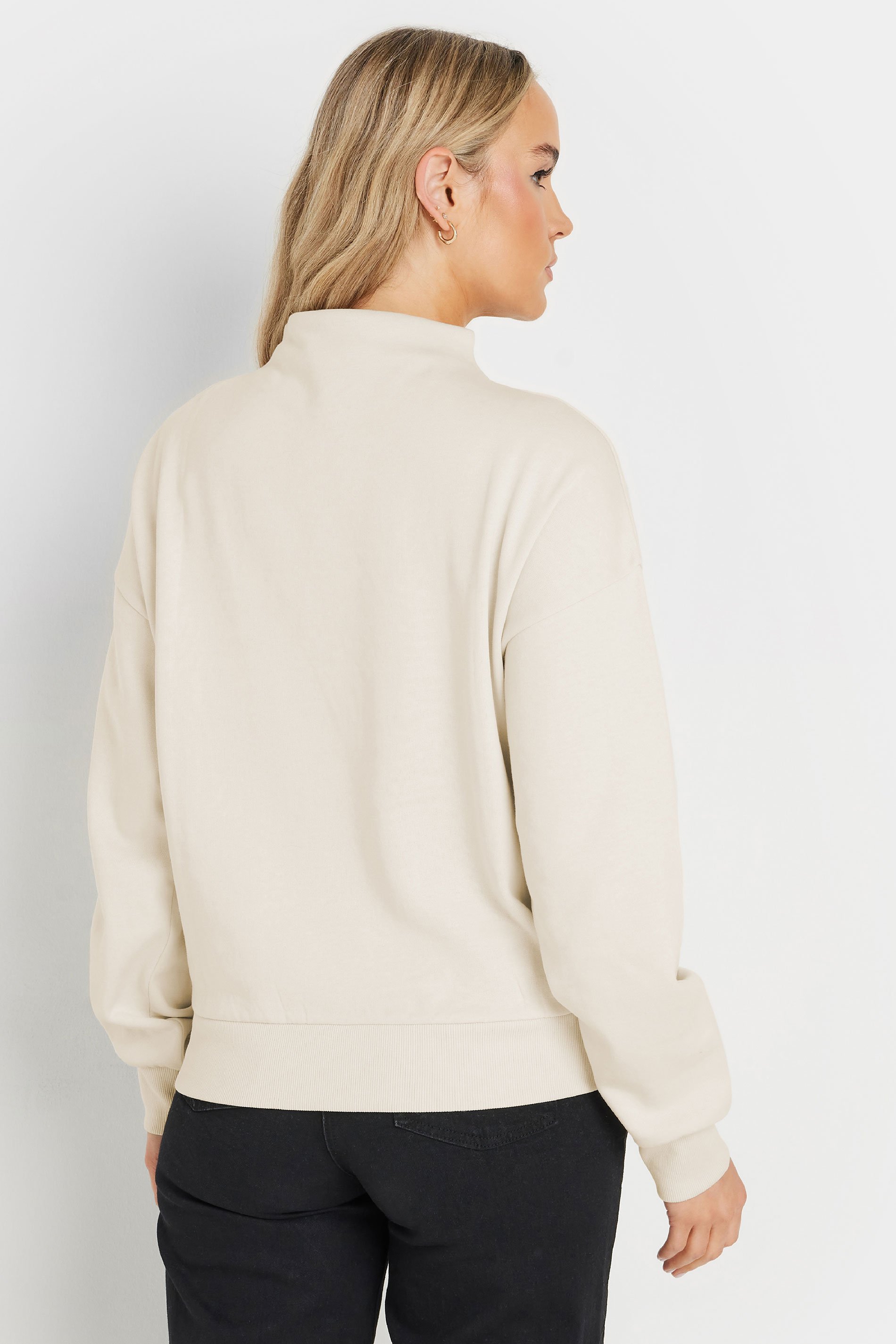 LTS Tall Cream High Zip Neck Sweatshirt | Long Tall Sally 3