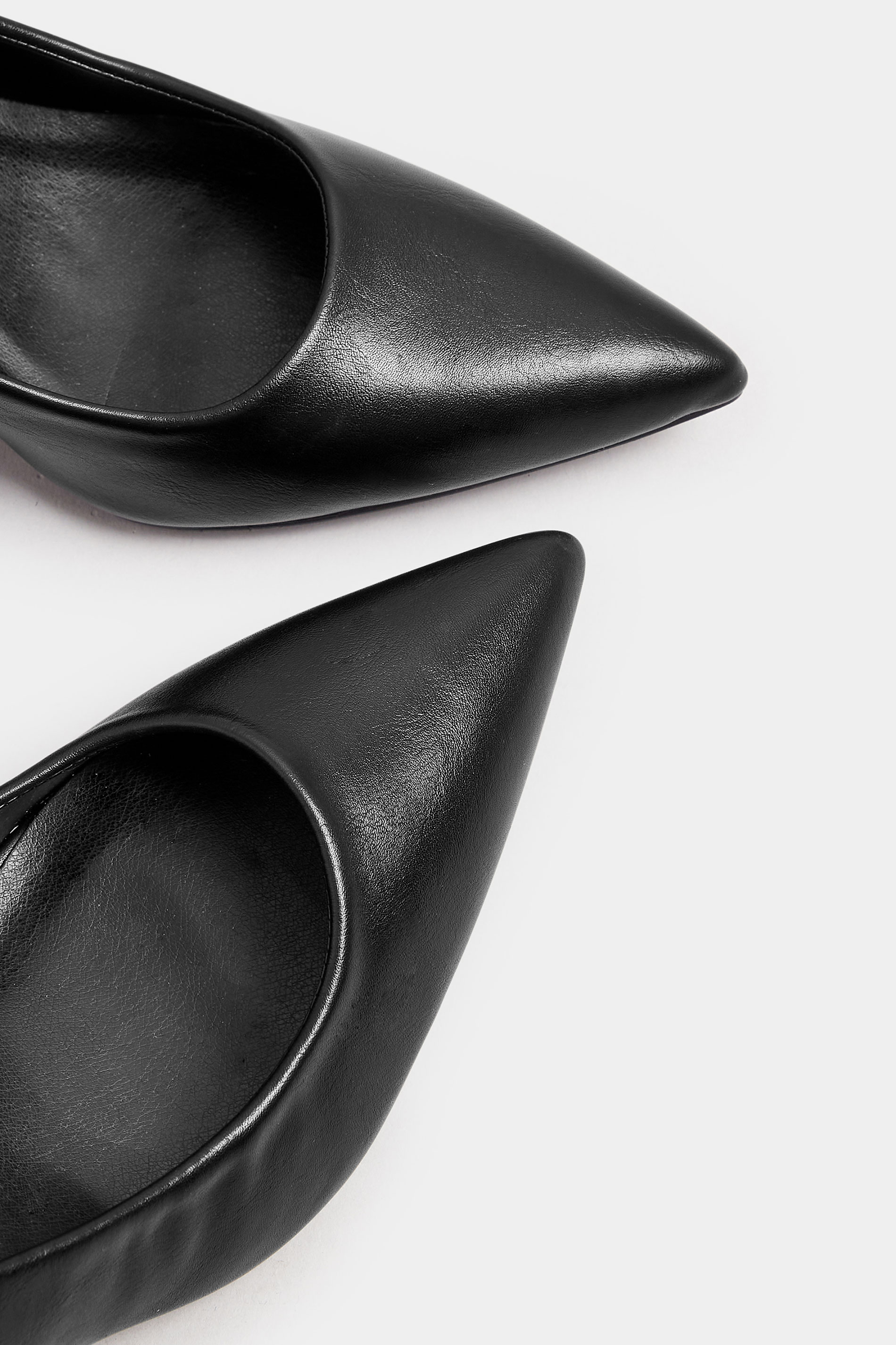 Black Faux Leather Point Court Shoes In Extra Wide EEE Fit | Yours Clothing  6