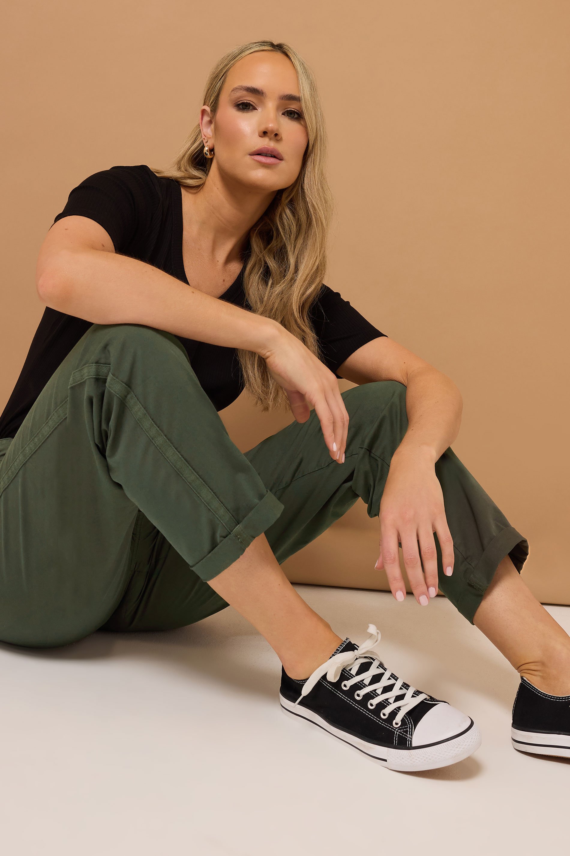 LTS Tall Khaki Green Cotton Straight Leg Chino Jeans | Long Tall Sally 2