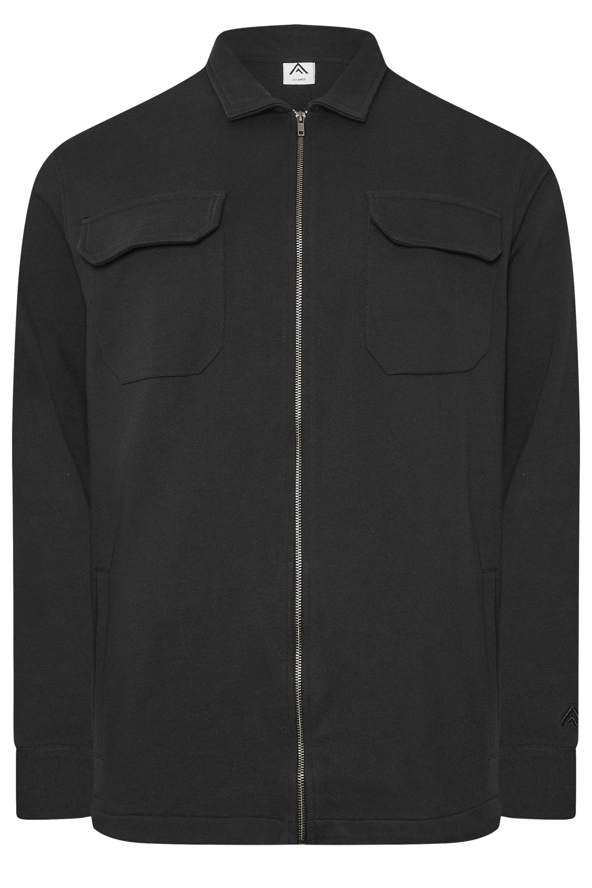 STUDIO A Big & Tall Navy Blue Zip Through Shacket | BadRhino 1