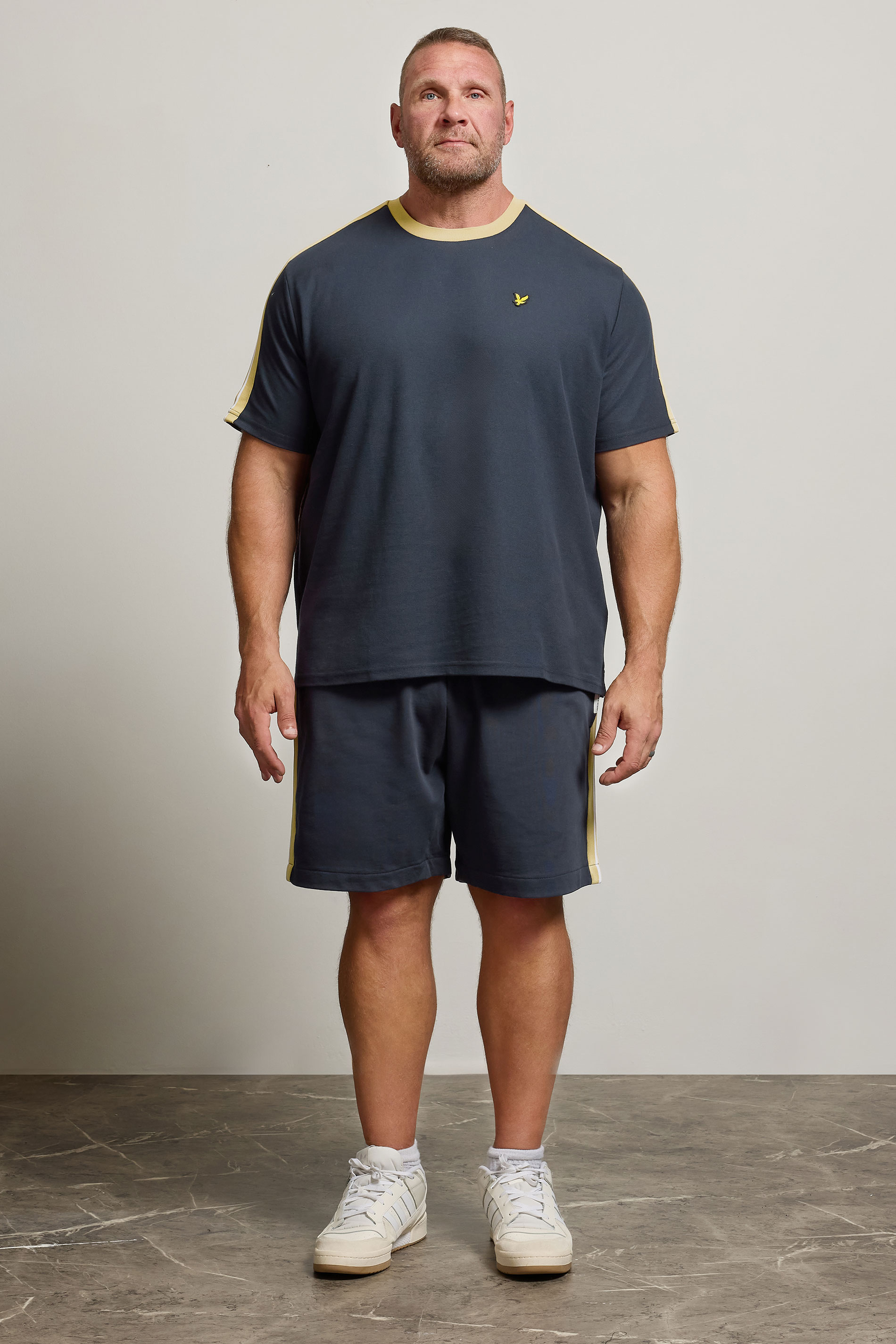 LYLE & SCOTT Big & Tall Navy Blue Contrast Taped Sweat Shorts | BadRhino 2