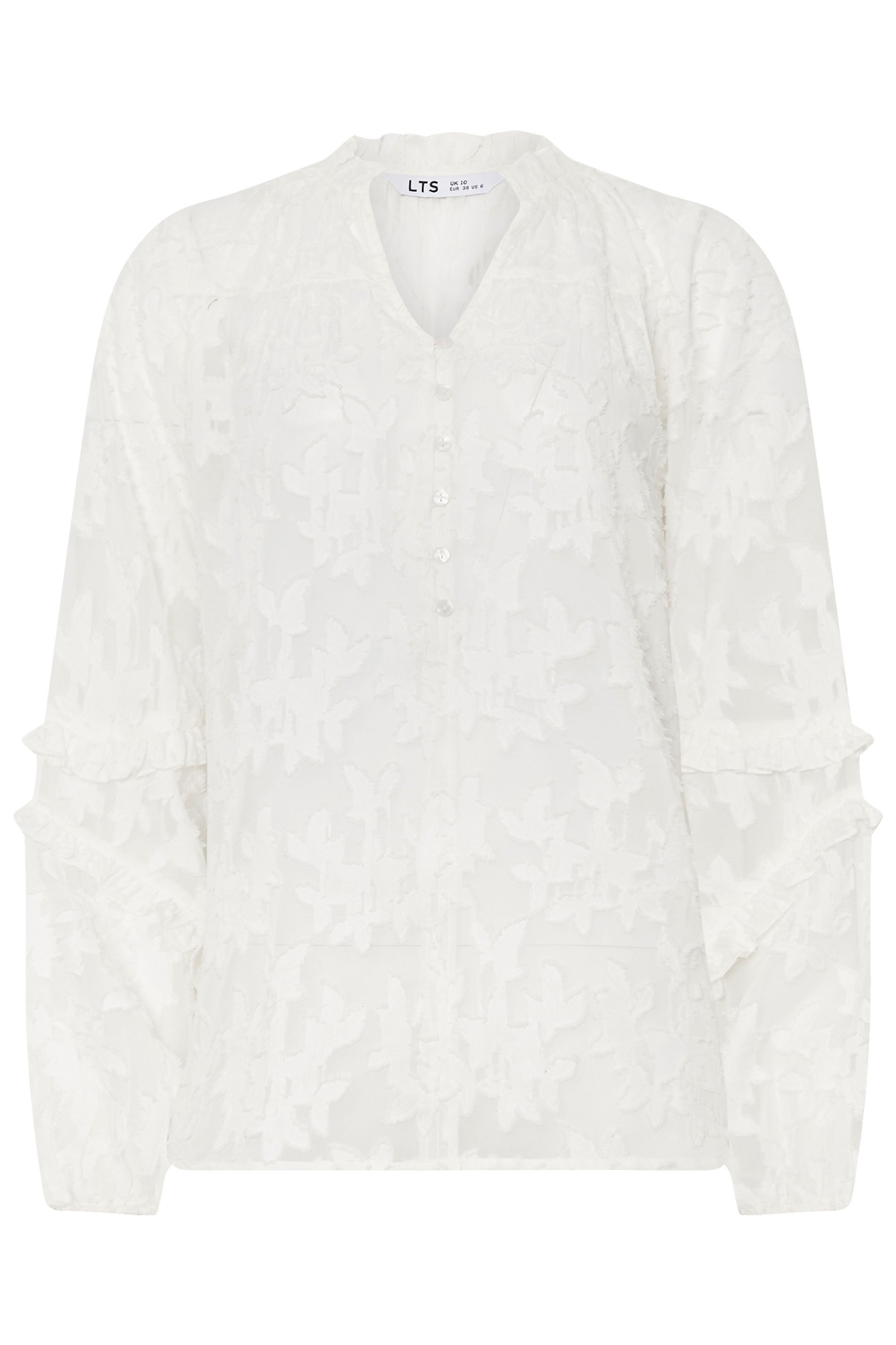 LTS Tall Ivory White Jacquard Floral Blouse | Long Tall Sally 5