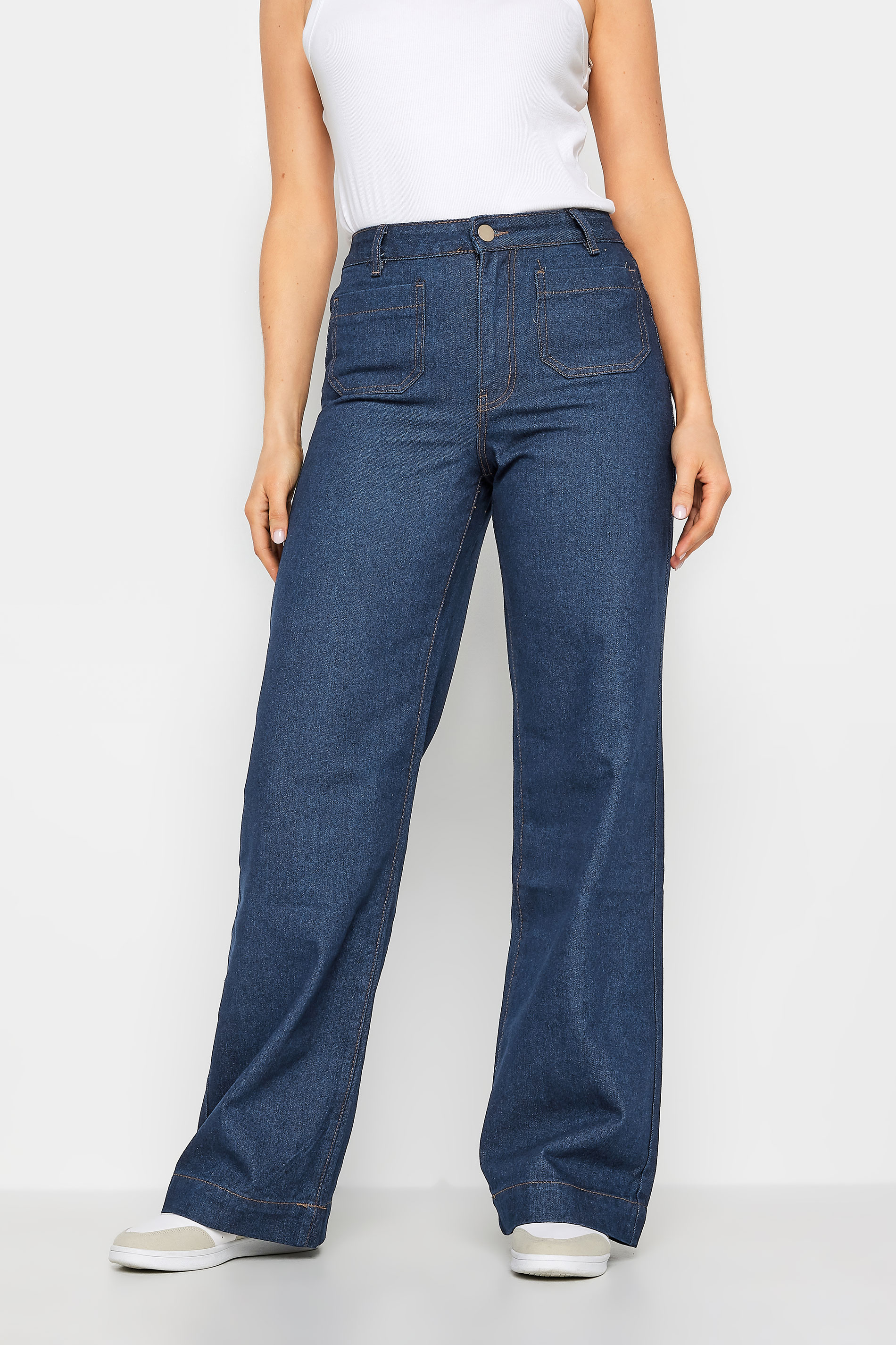 LTS Tall Womens Indigo Blue Pocket Detail Wide Leg Jeans | Long Tall Sally 3