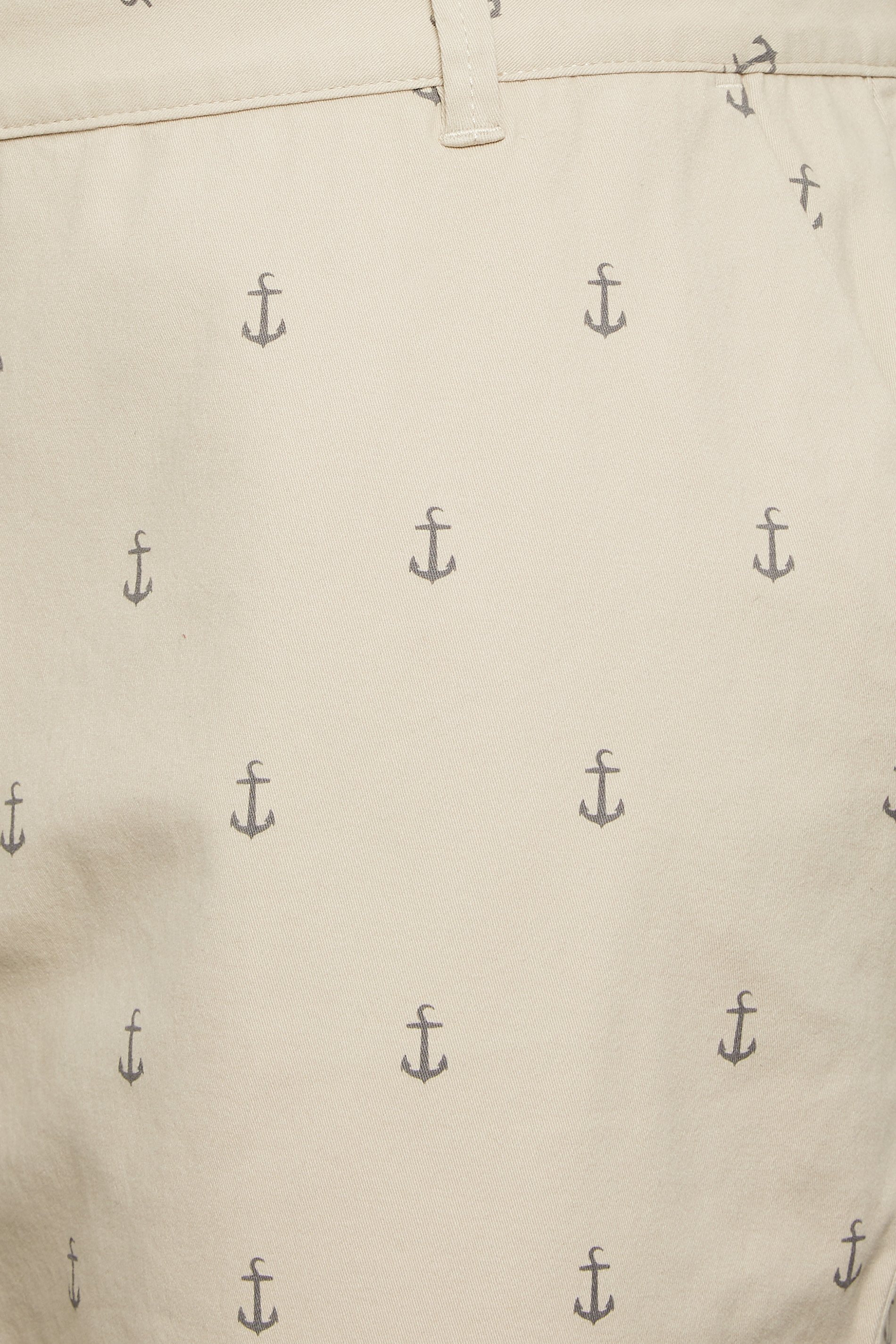 BadRhino Big & Tall Mens Plus Size Beige Brown Anchor Print Chino Shorts | BadRhino  3