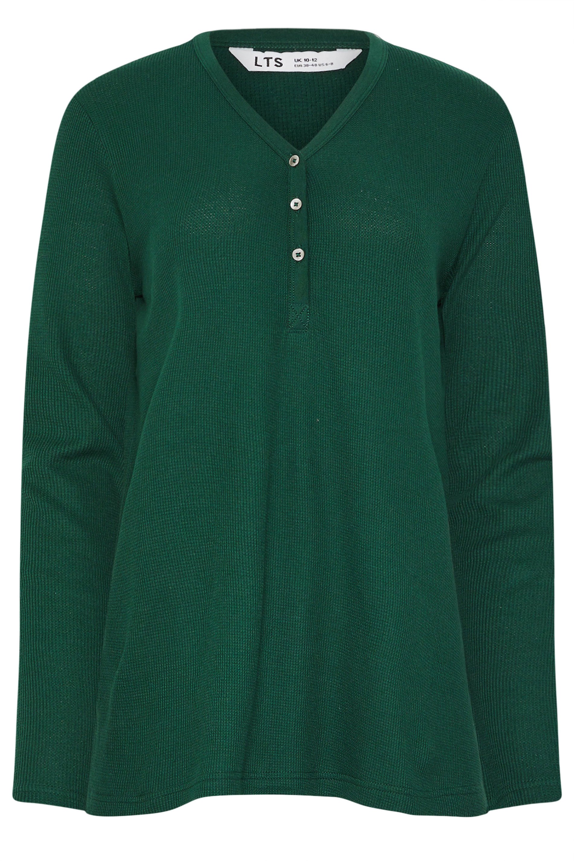 LTS Tall Green Cotton Waffle Pyjama Top | Long Tall Sally 5