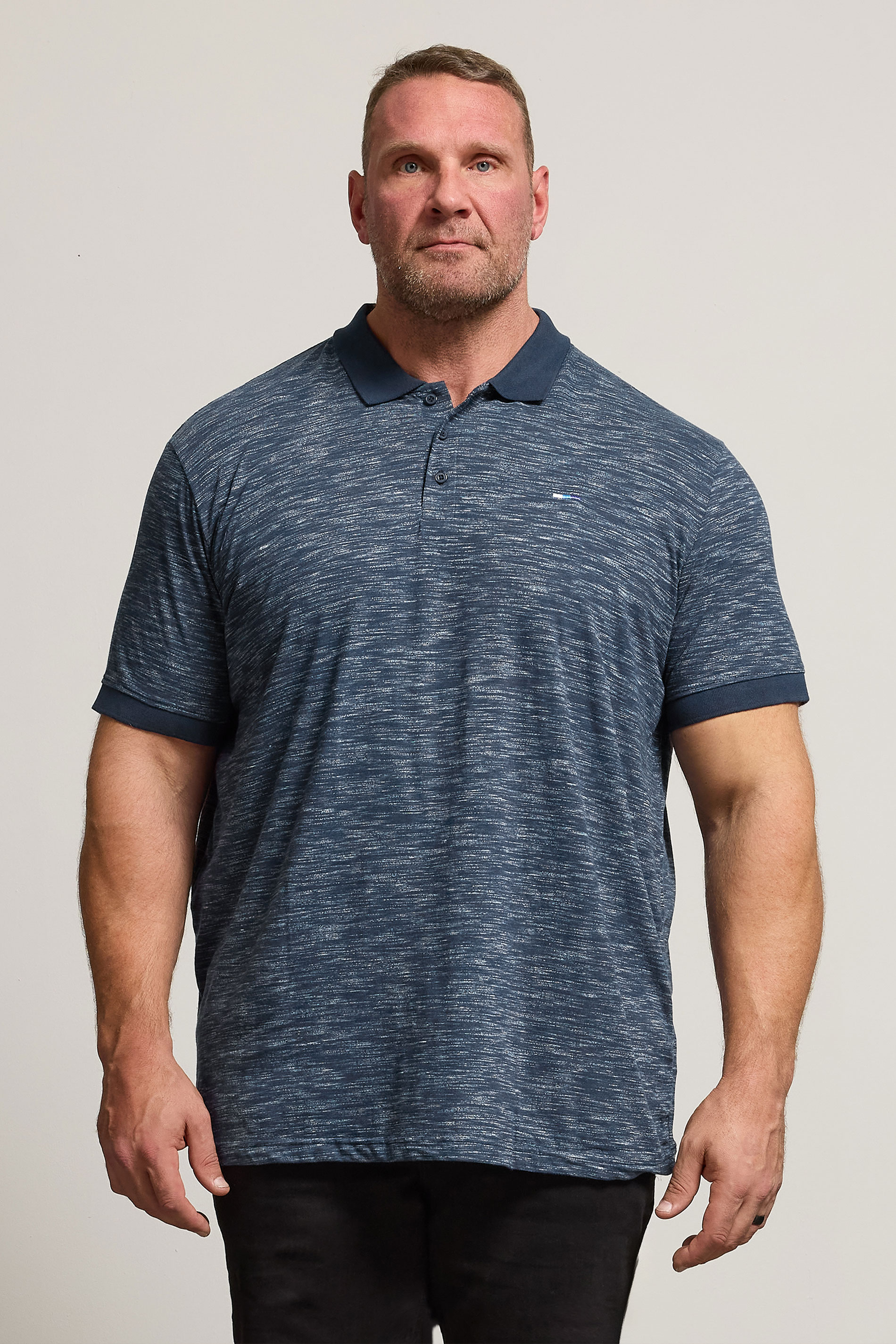 BadRhino Big & Tall Navy Blue Marl Polo Shirt | BadRhino 1