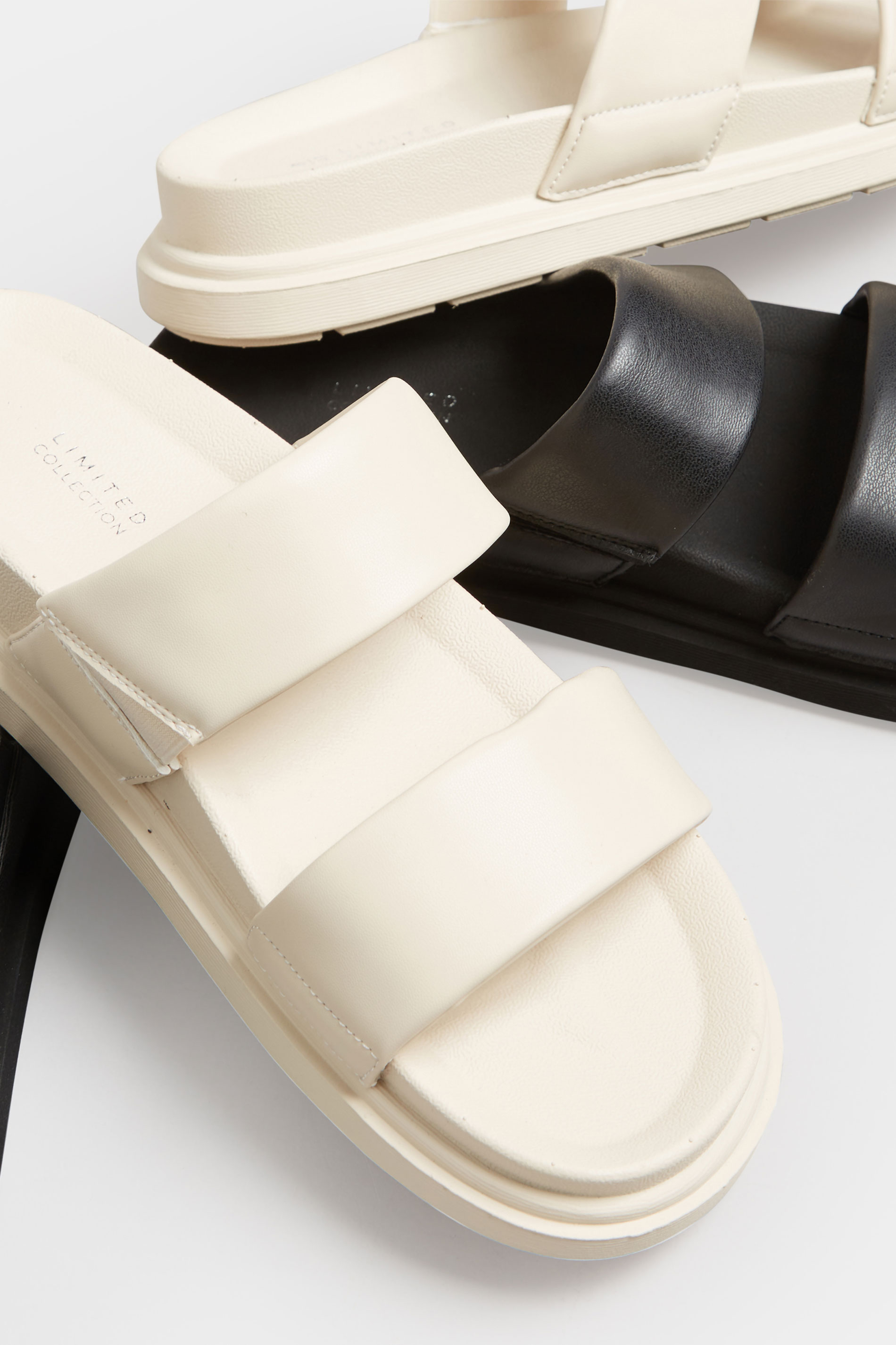 White Two Strap Sandals In Extra Wide EEE Fit | Yours Clothing 6