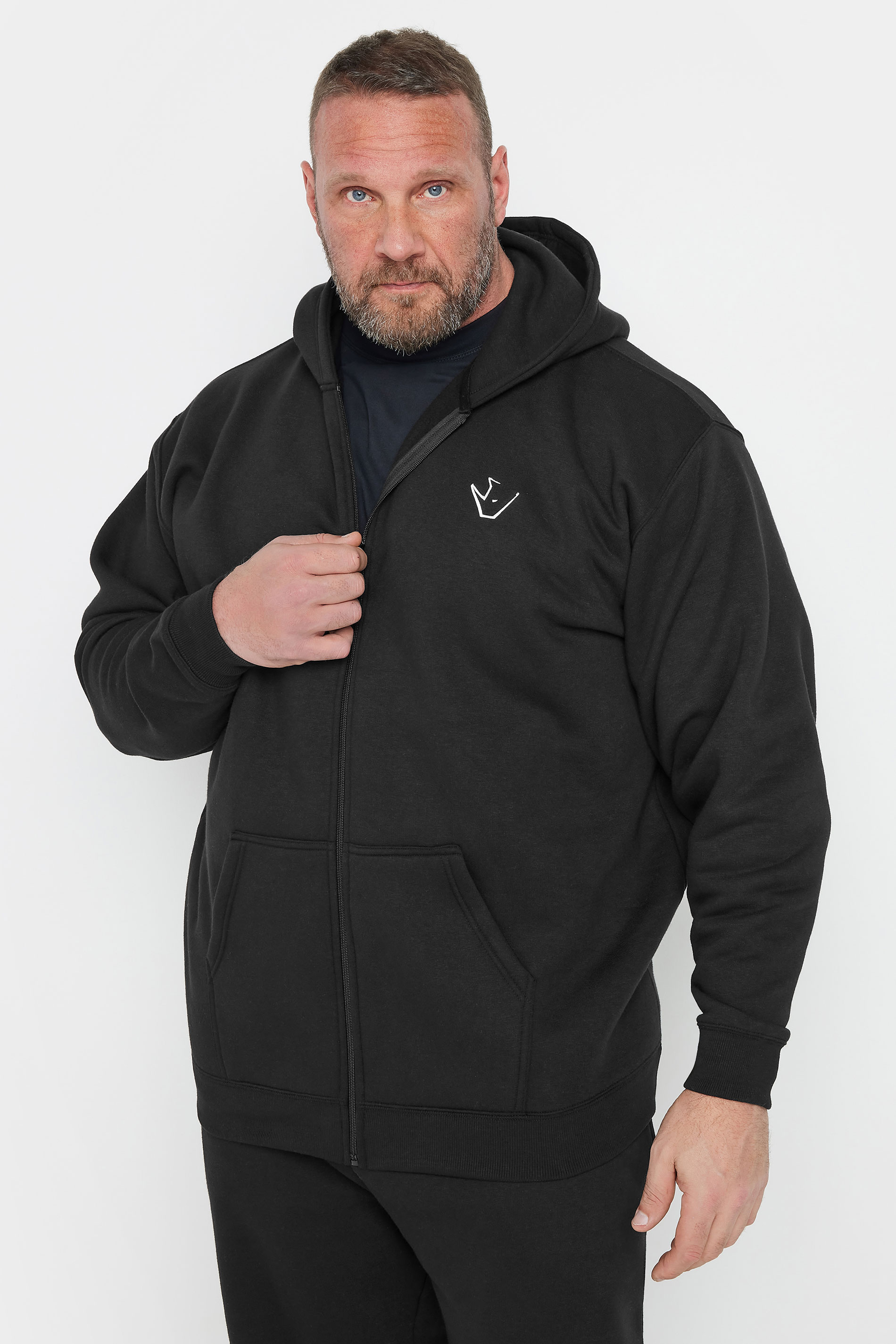 IronRhino Big & Tall Black 'Rest Day' Zip Through Hoodie | BadRhino 2