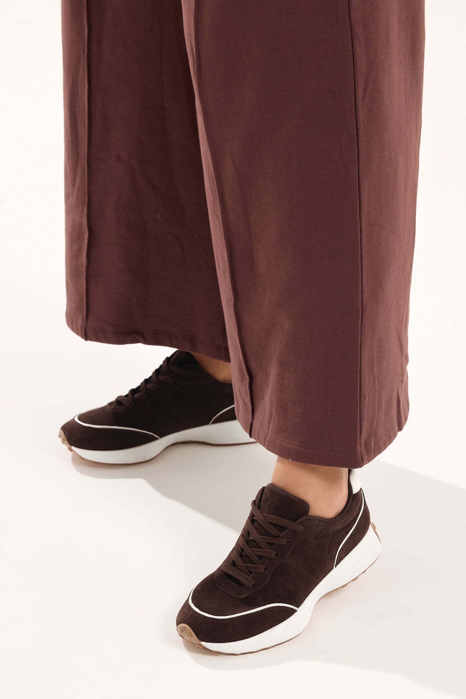 Chocolate Brown Faux Suede Runner Trainers In Extra Wide EEE Fit | Yours Clothing 1