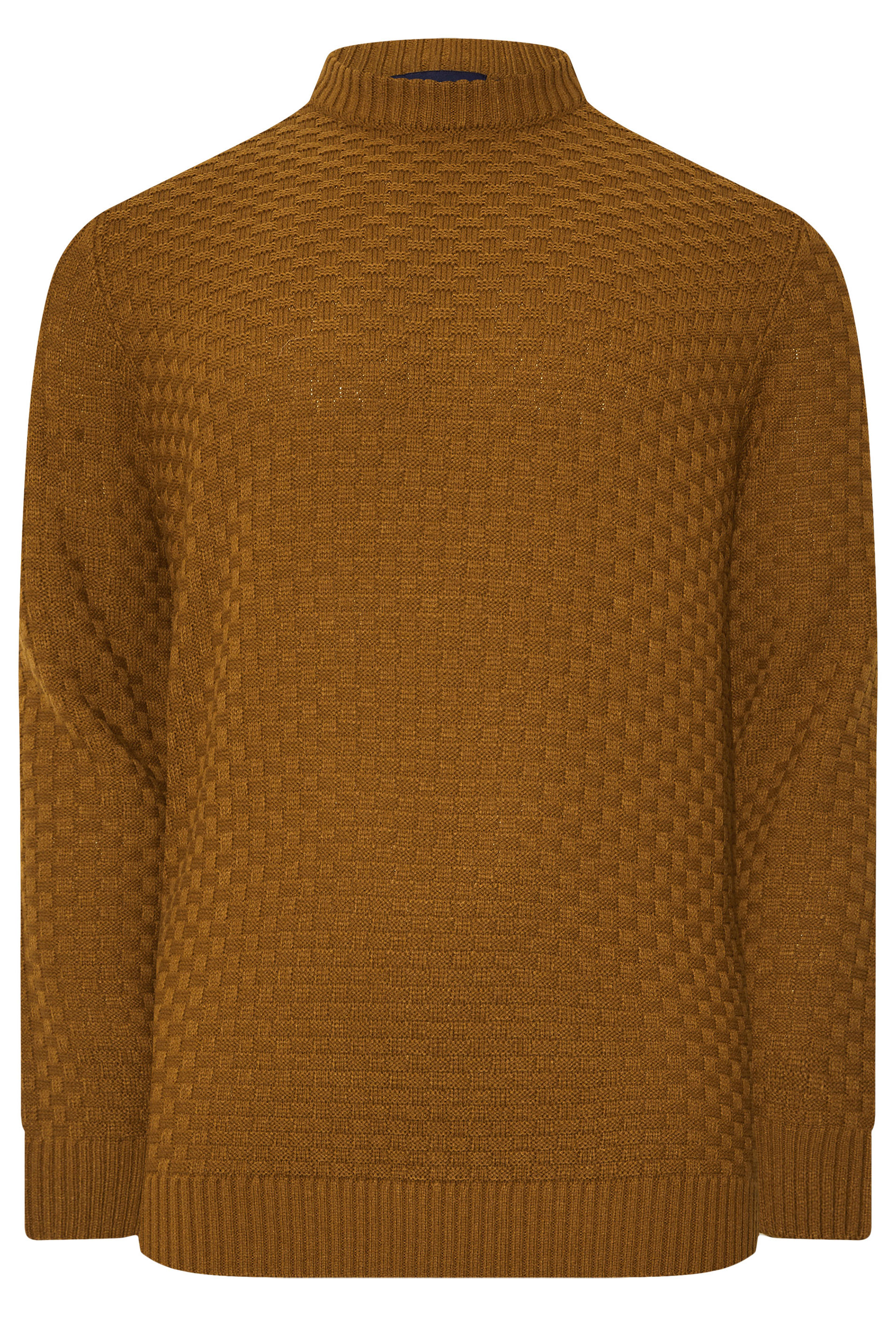 BadRhino Big & Tall Brown Textured Crew Neck Knitted Jumper | BadRhino 6