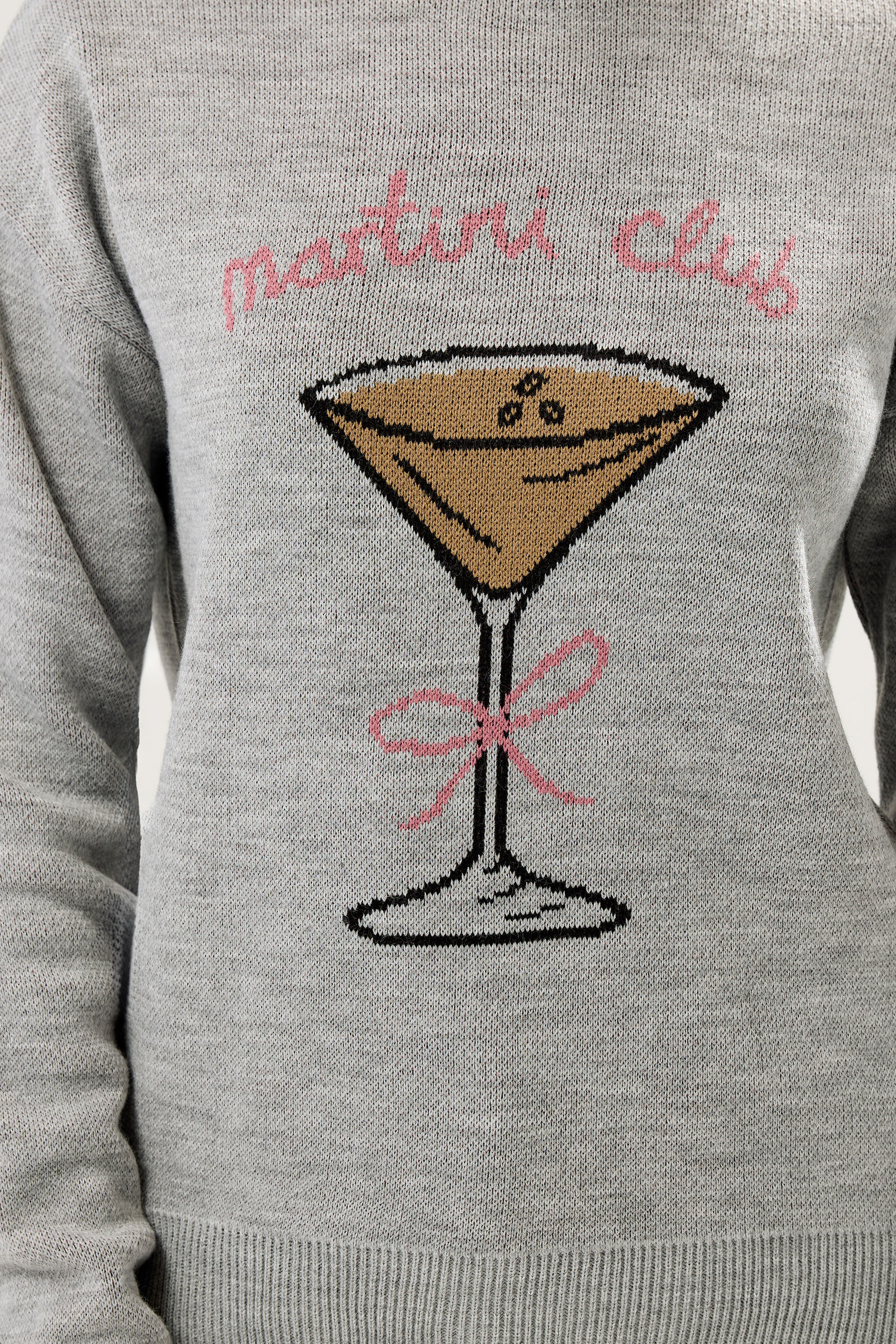 LTS Tall Grey 'Martini Club' Knitted Slogan Jumper | Long Tall Sally 4
