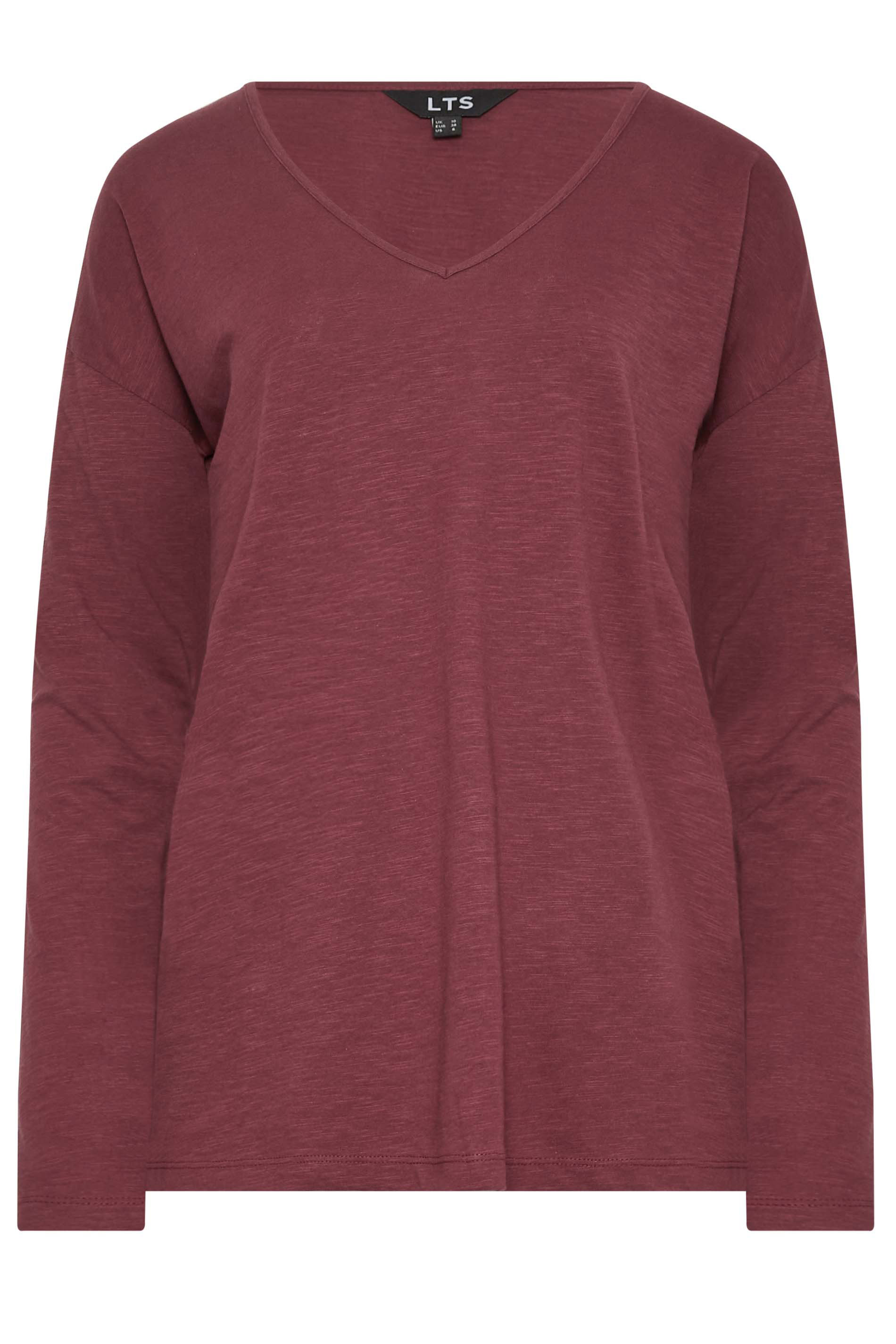 LTS Tall Women's 2 PACK Burgundy Red & Khaki Green Long Sleeve T-Shirts | Long Tall Sally  7