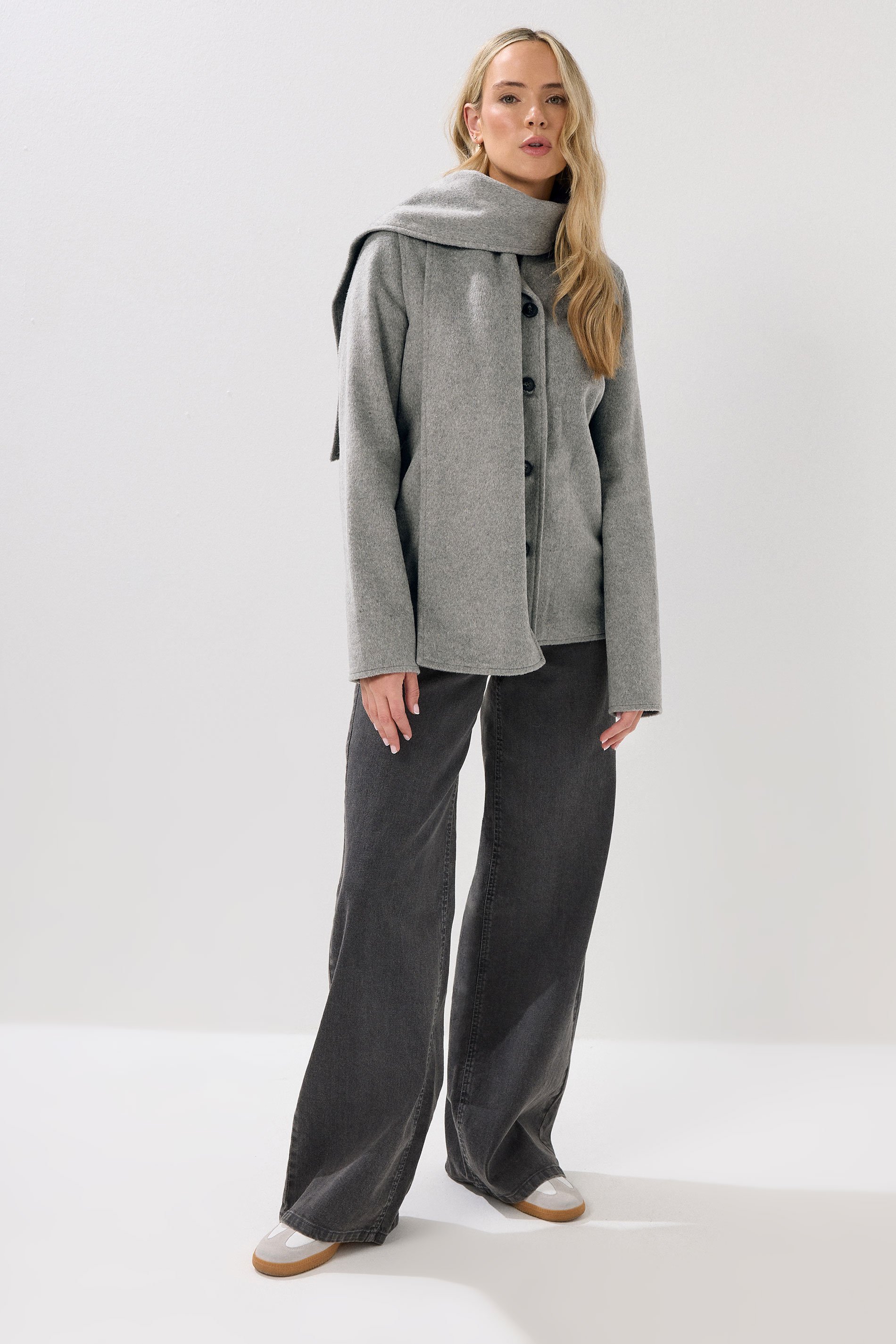 LTS Tall Grey Formal Scarf Coat | Long Tall Sally 5