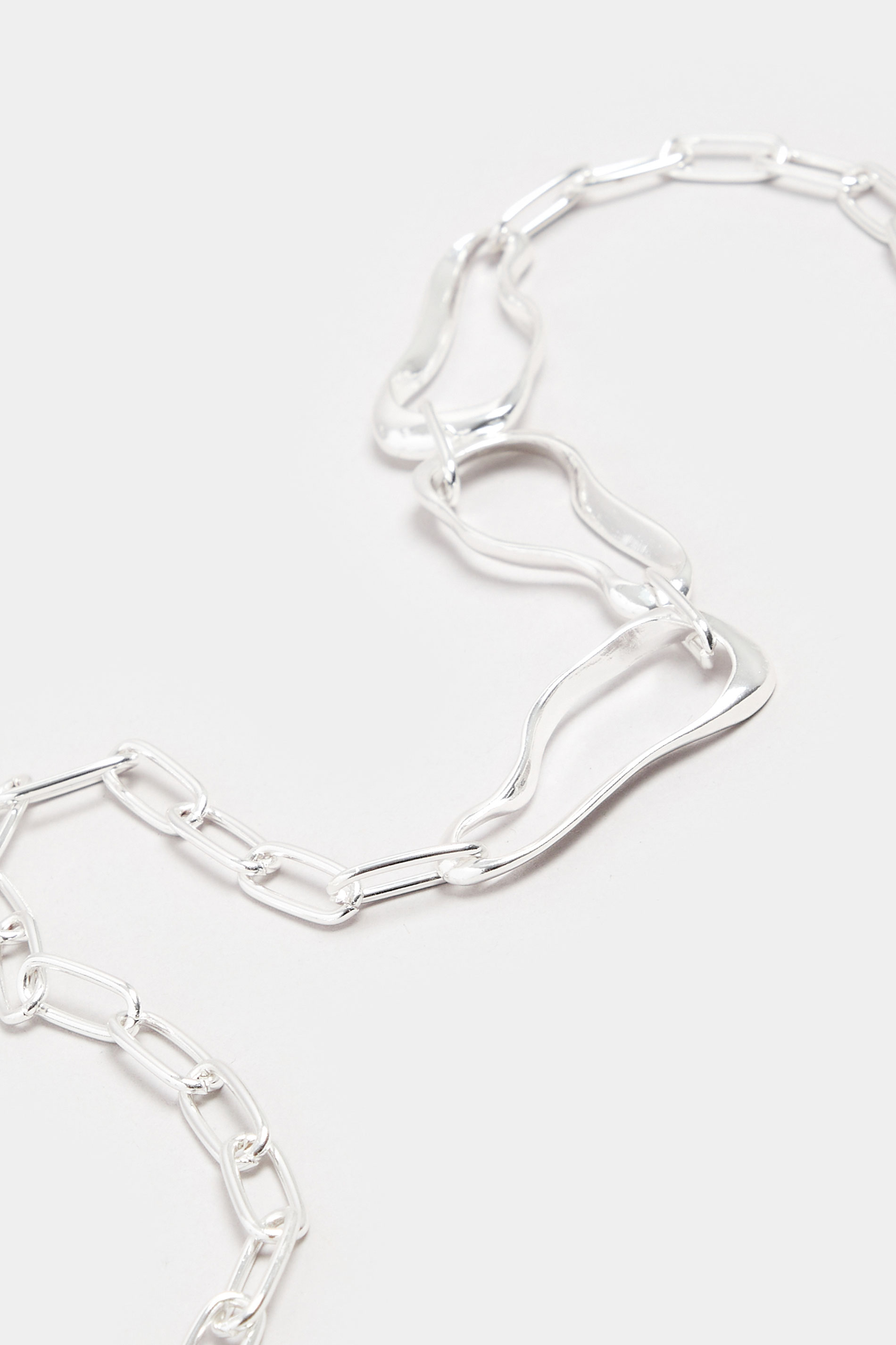 Silver Tone Molten Chain Link Necklace | Yours Clothing  3