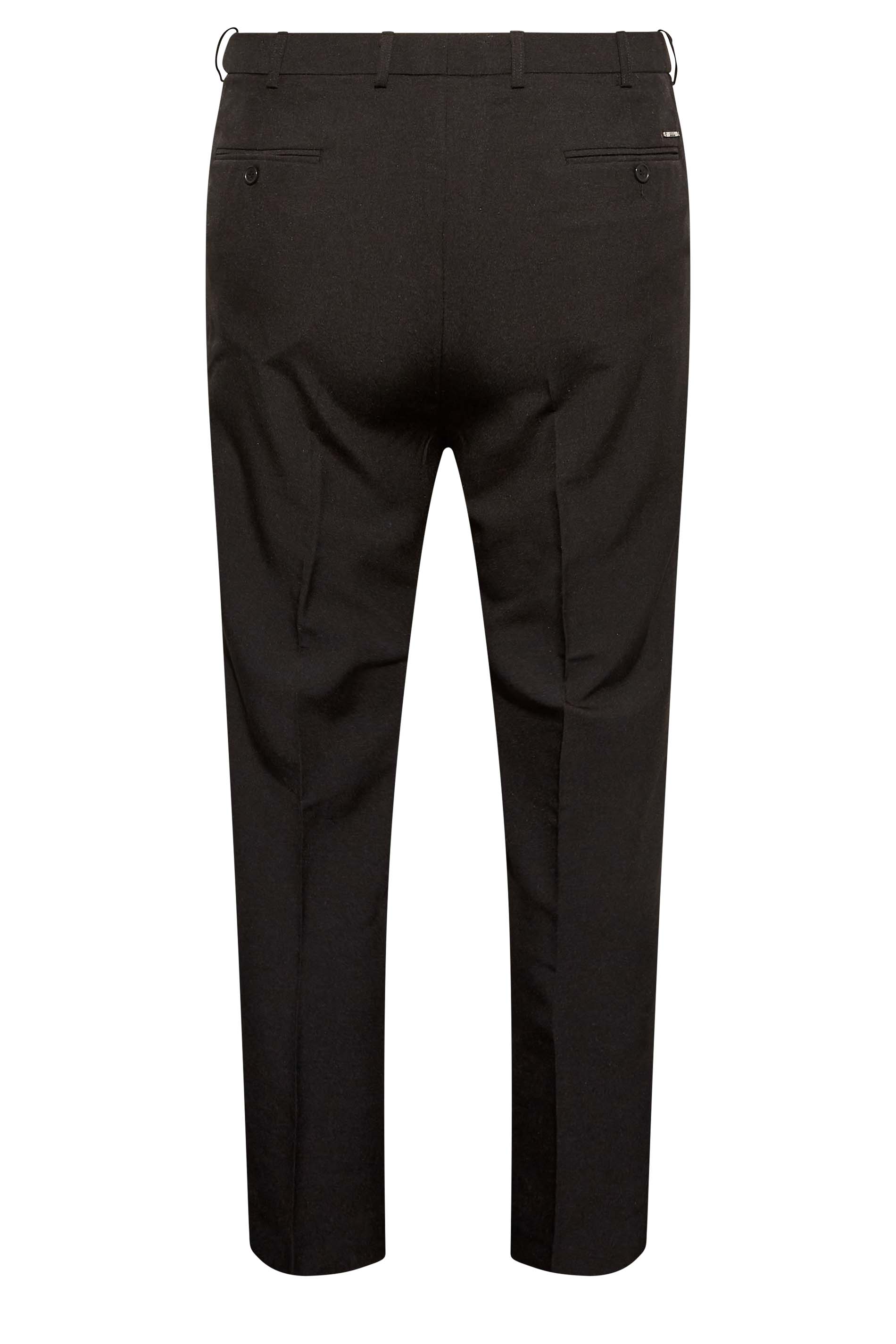 D555 Big & Tall Black Extendable Waist Straight Leg Trousers | BadRhino 5
