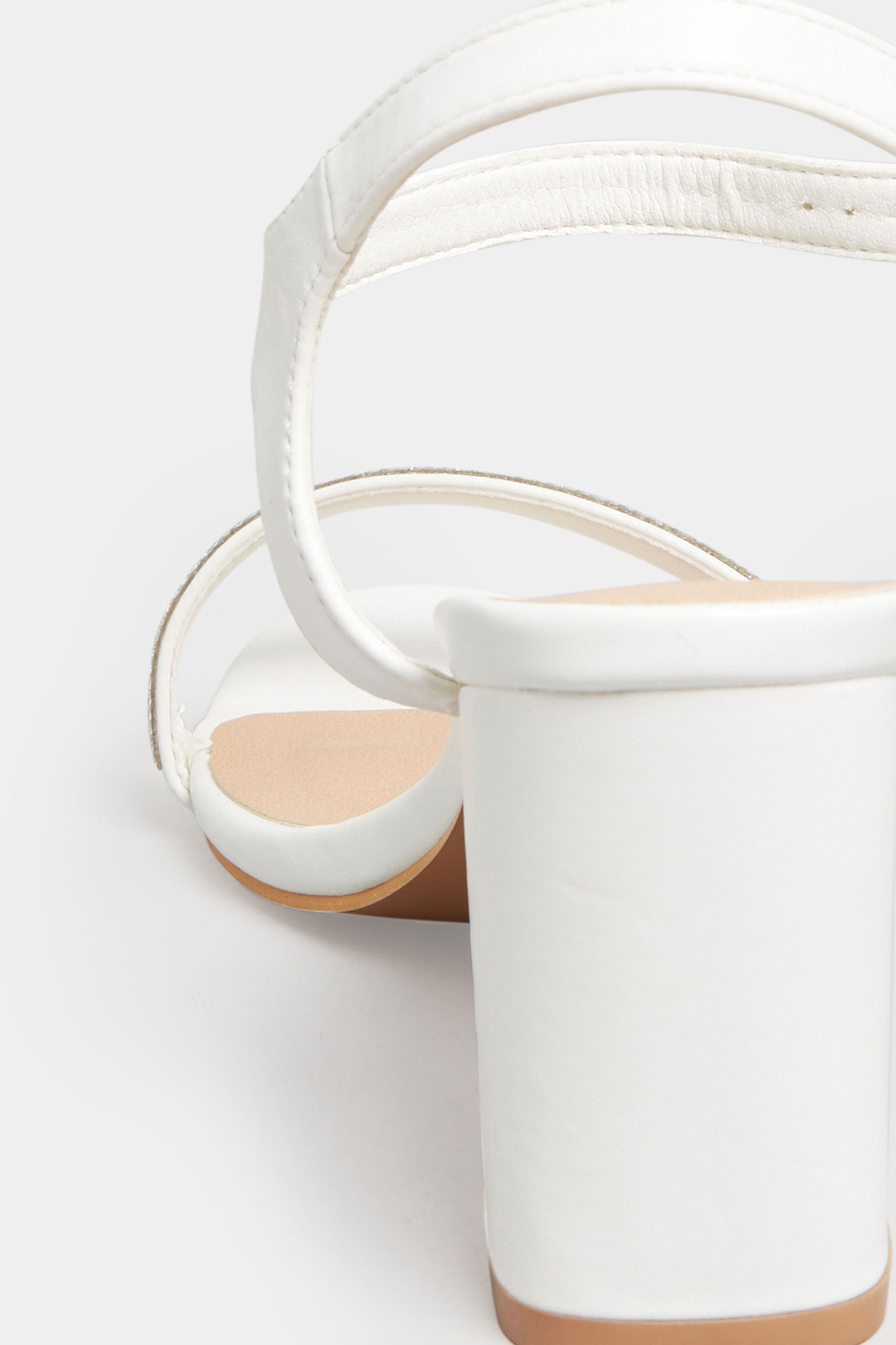 White Diamante Block Heel Sandal Wide E Fit & Extra Wide EEE Fit | Yours Clothing 4