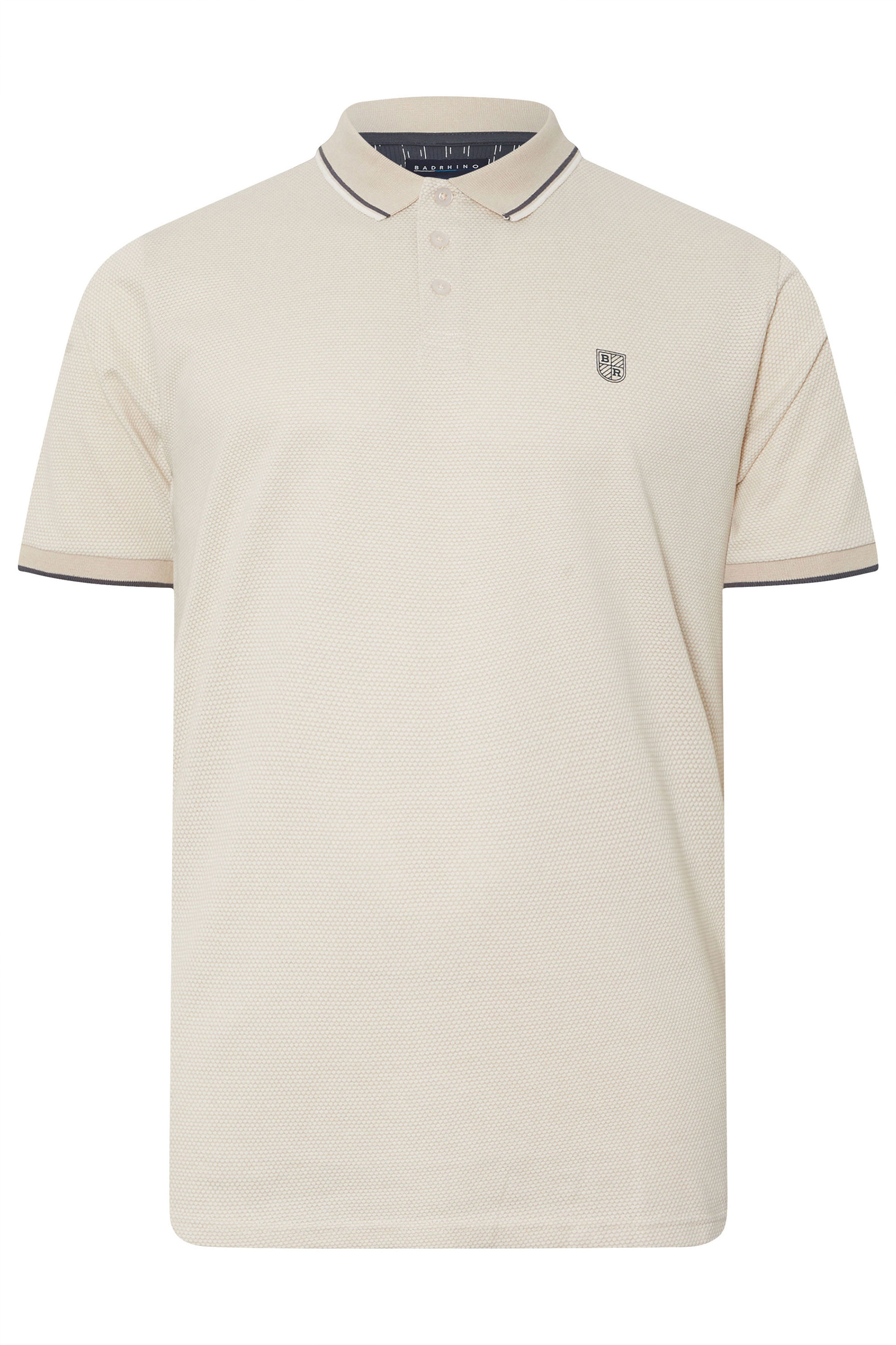 BadRhino Big & Tall Beige Brown Textured Waffle Polo Shirt | BadRhino 7