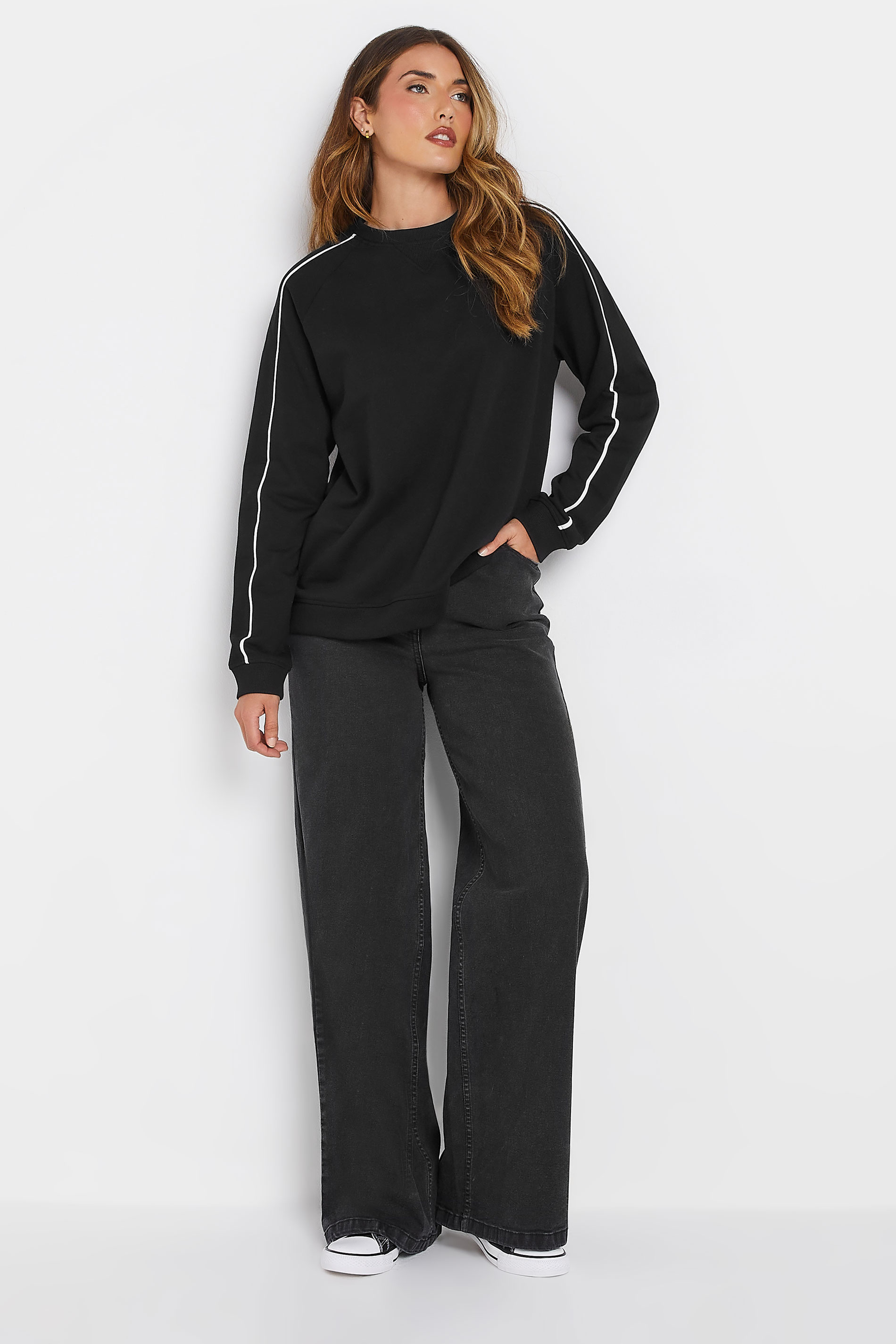 LTS Tall Black Piped Sweatshirt | Long Tall Sally 2