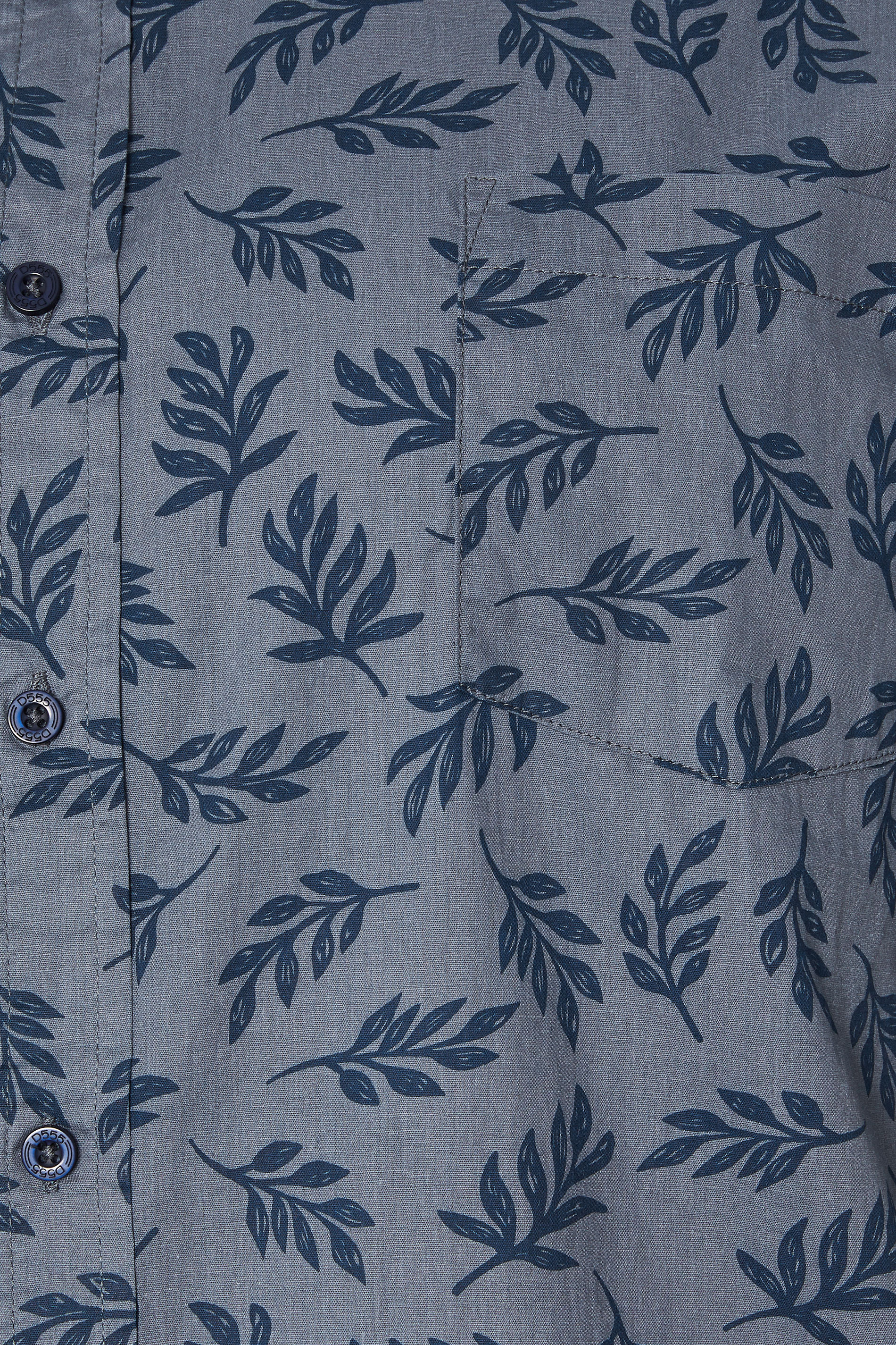 D555 Big & Tall Blue Hawaiian Leaf Print Shirt | BadRhino 2