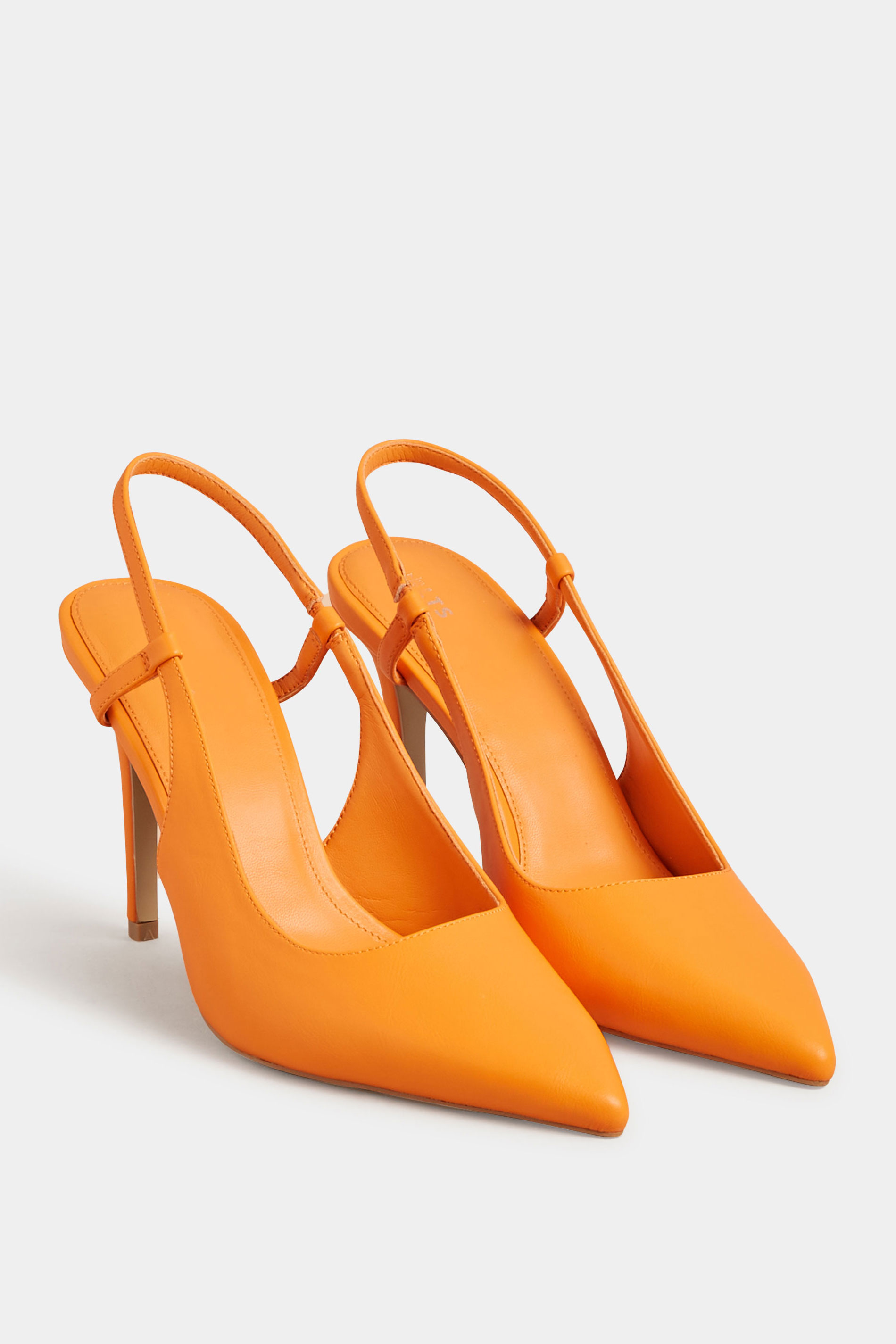 LTS Orange Sling Back Heel Court Shoes in Standard Fit | Long Tall Sally 2