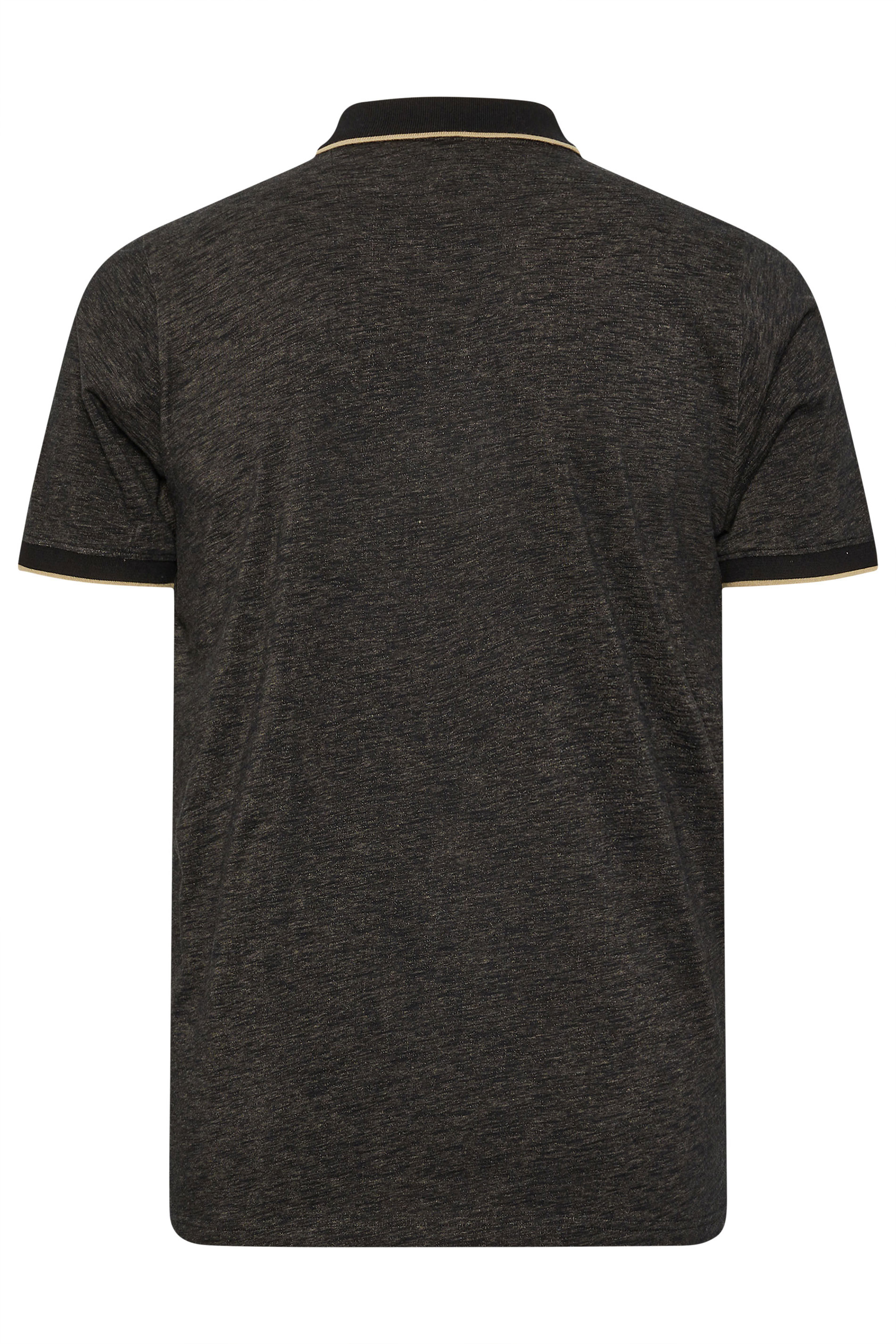 BadRhino Big & Tall Black Textured Tipped Polo Shirt | BadRhino 7