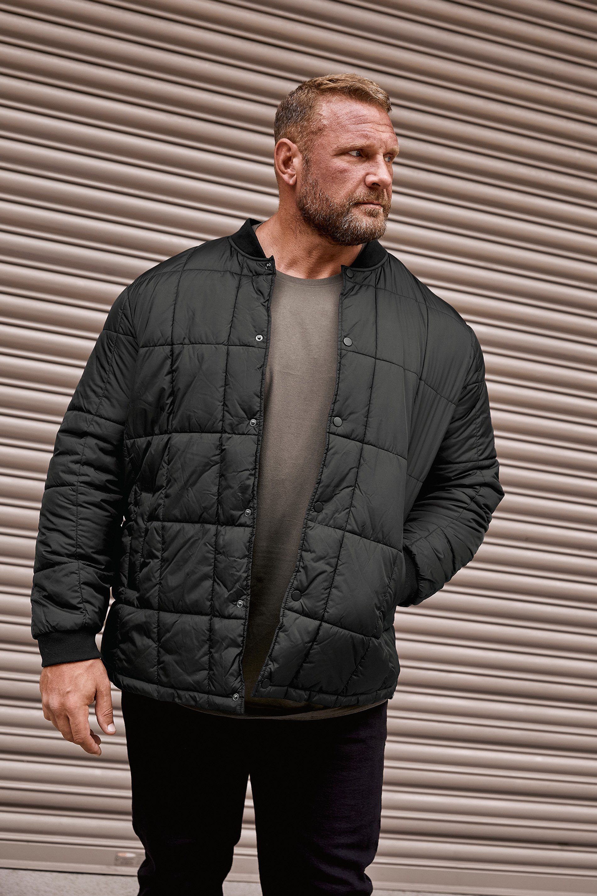 BadRhino Big & Tall Black Quilted Bomber Jacket | BadRhino 1